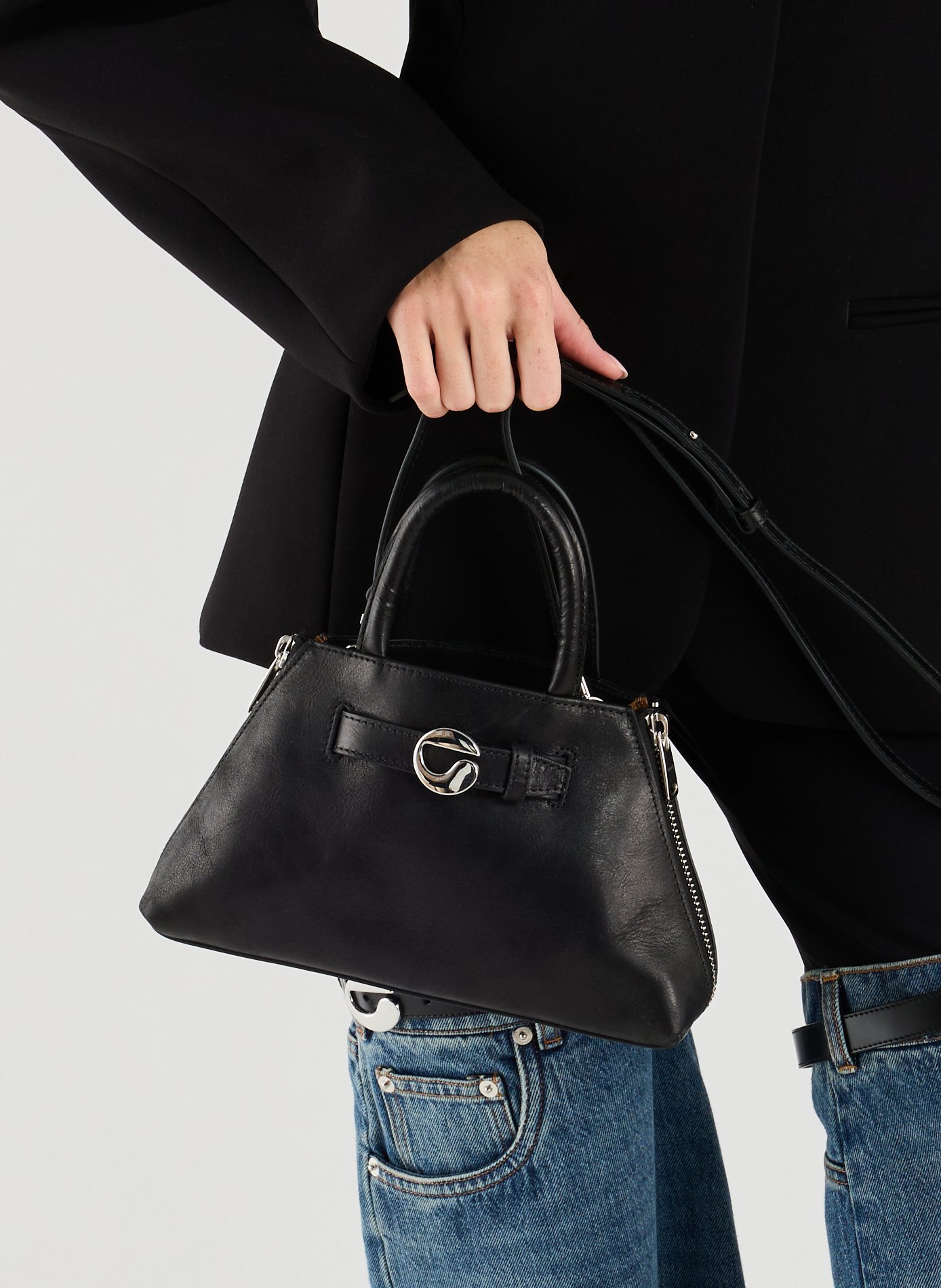 Data leather shoulder bag COPERNI Black