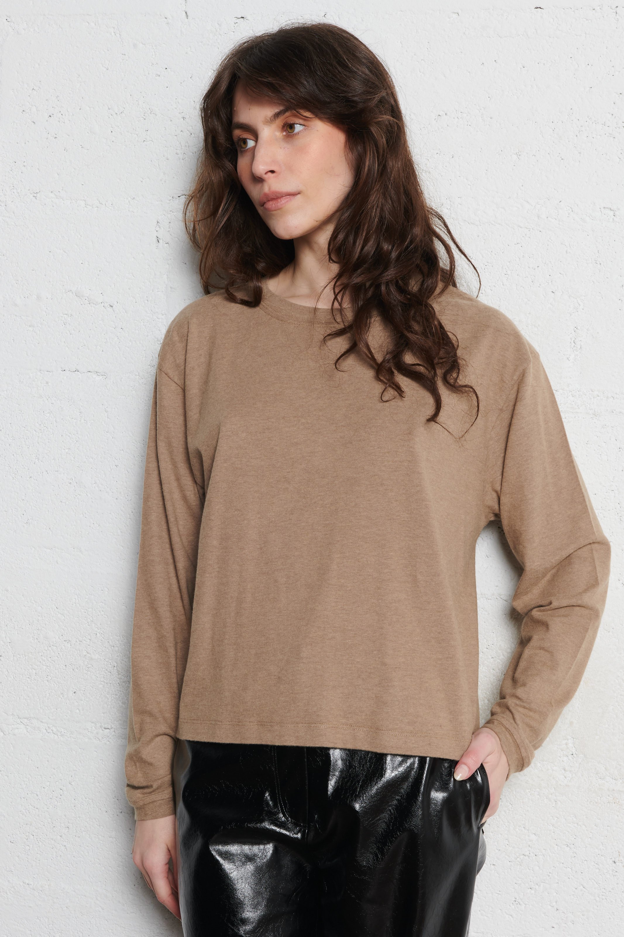 Pull col rond en coton mélangé ypawood  Macchiato chine