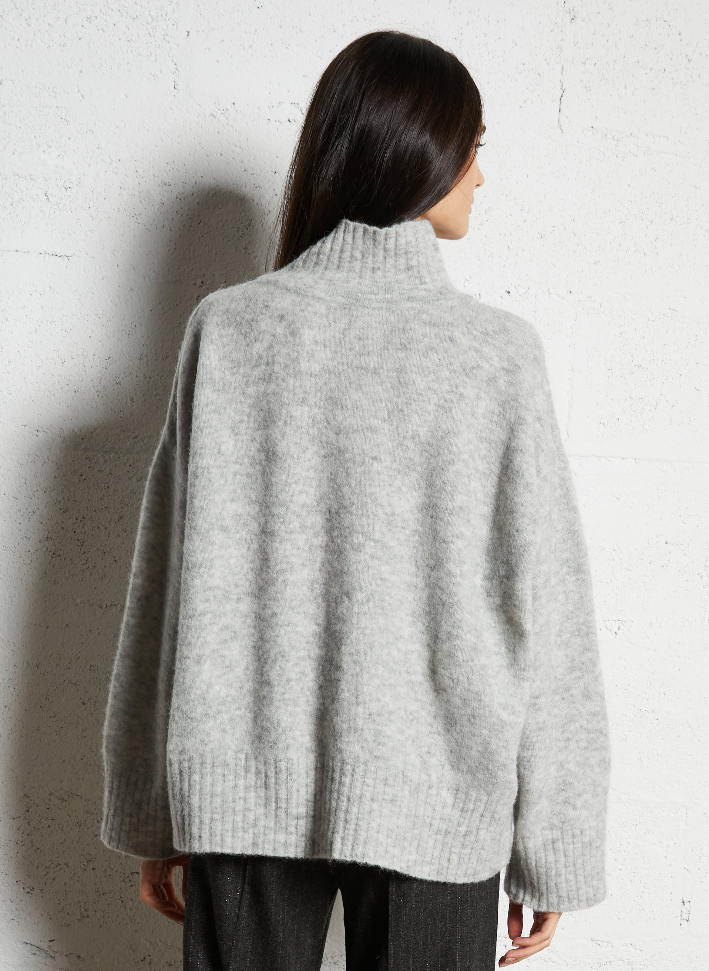 Pull col montant en maille chinée vitow Gris