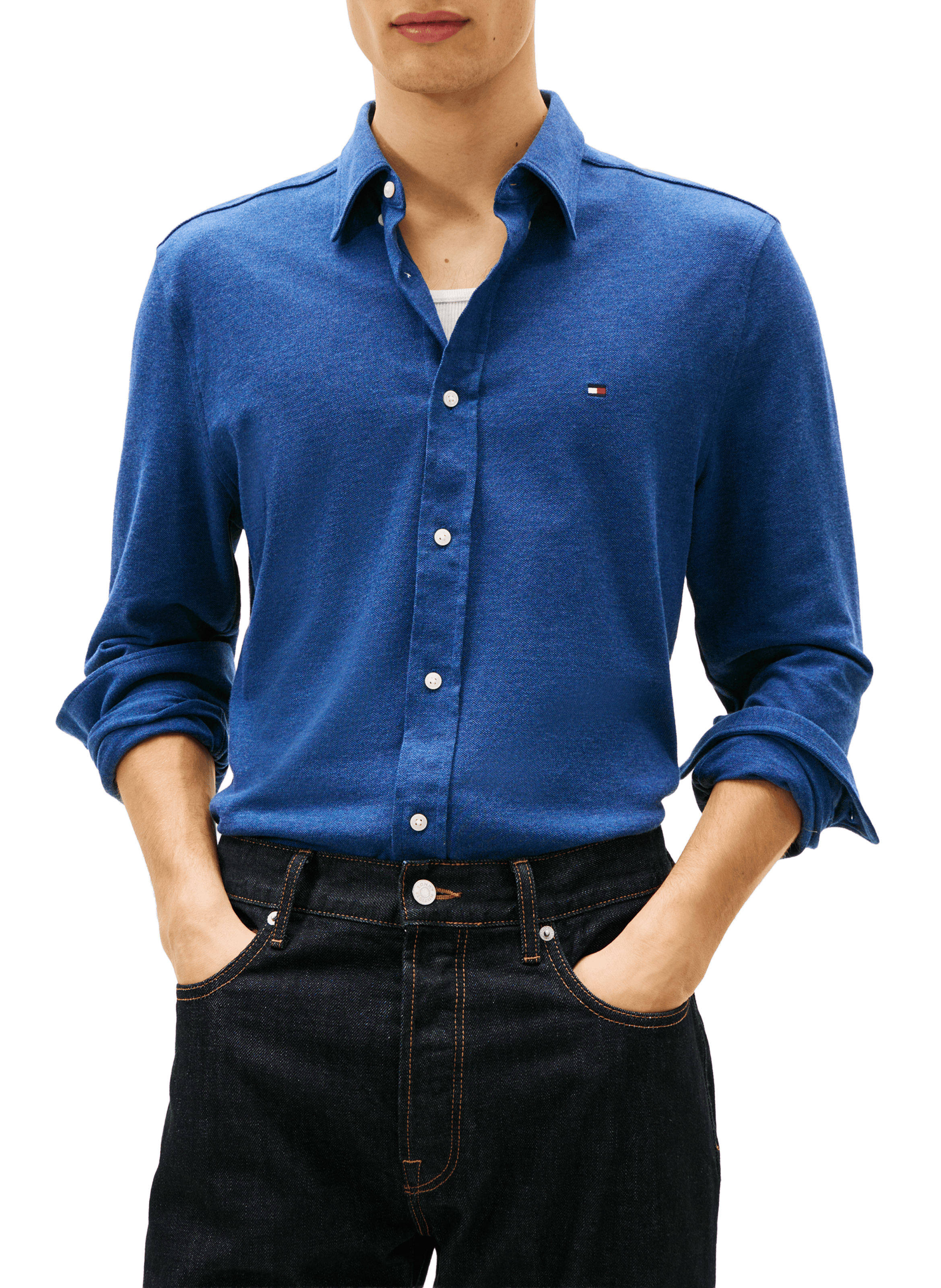 Cotton jersey shirt with logo TOMMY HILFIGER Blue