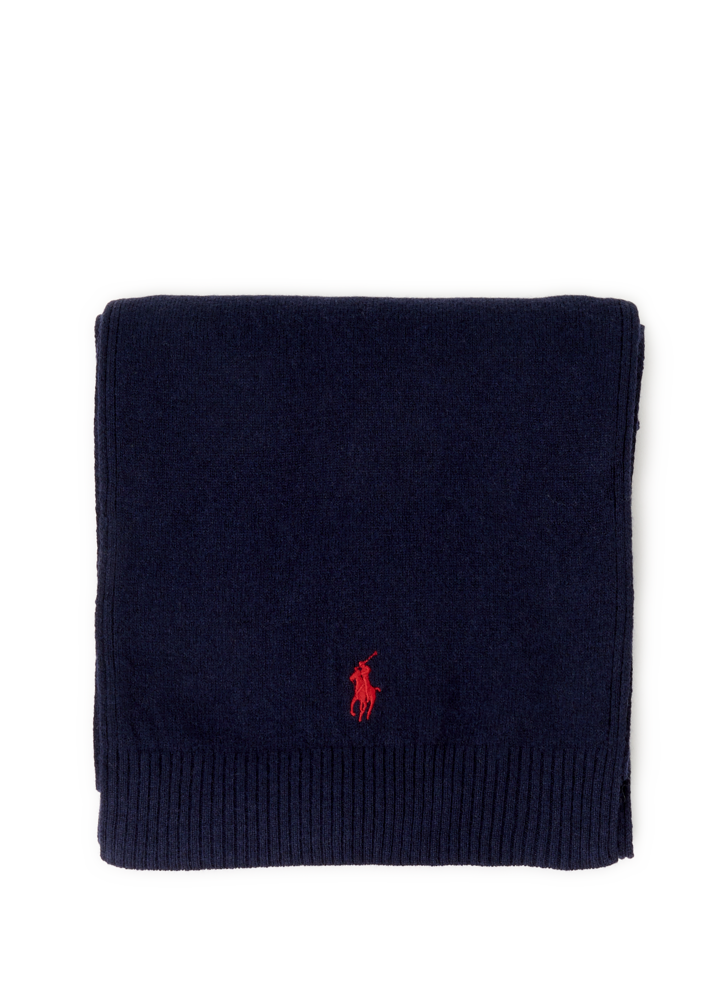 POLO RALPH LAUREN Echarpe droit brodé en laine mérinos Bleu