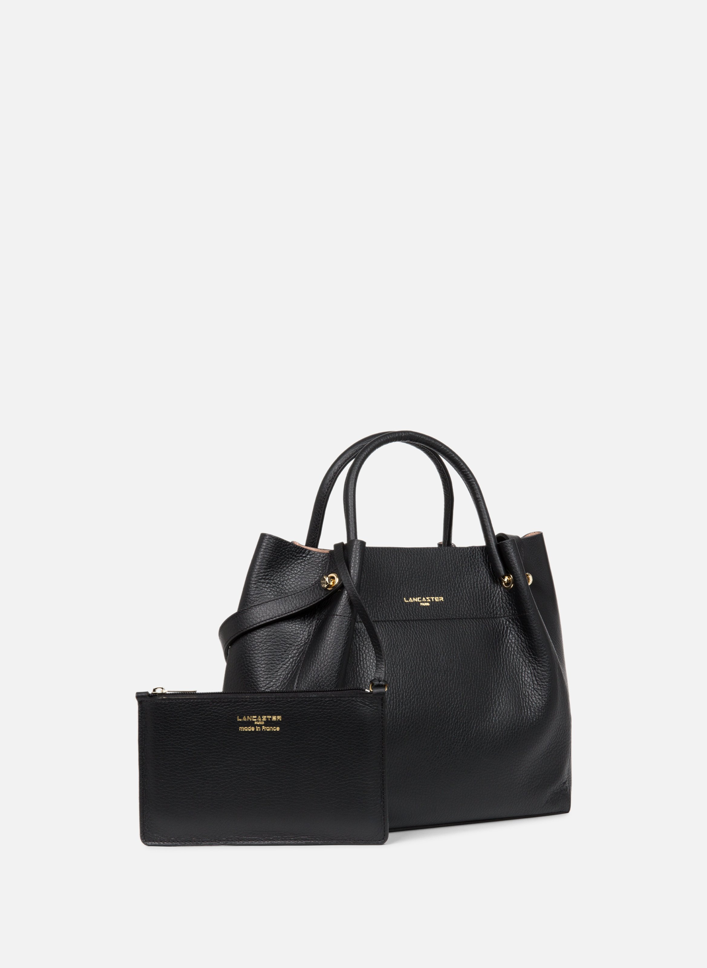 Grand sac cabas épaule - foulonné double louisa LANCASTER Noir