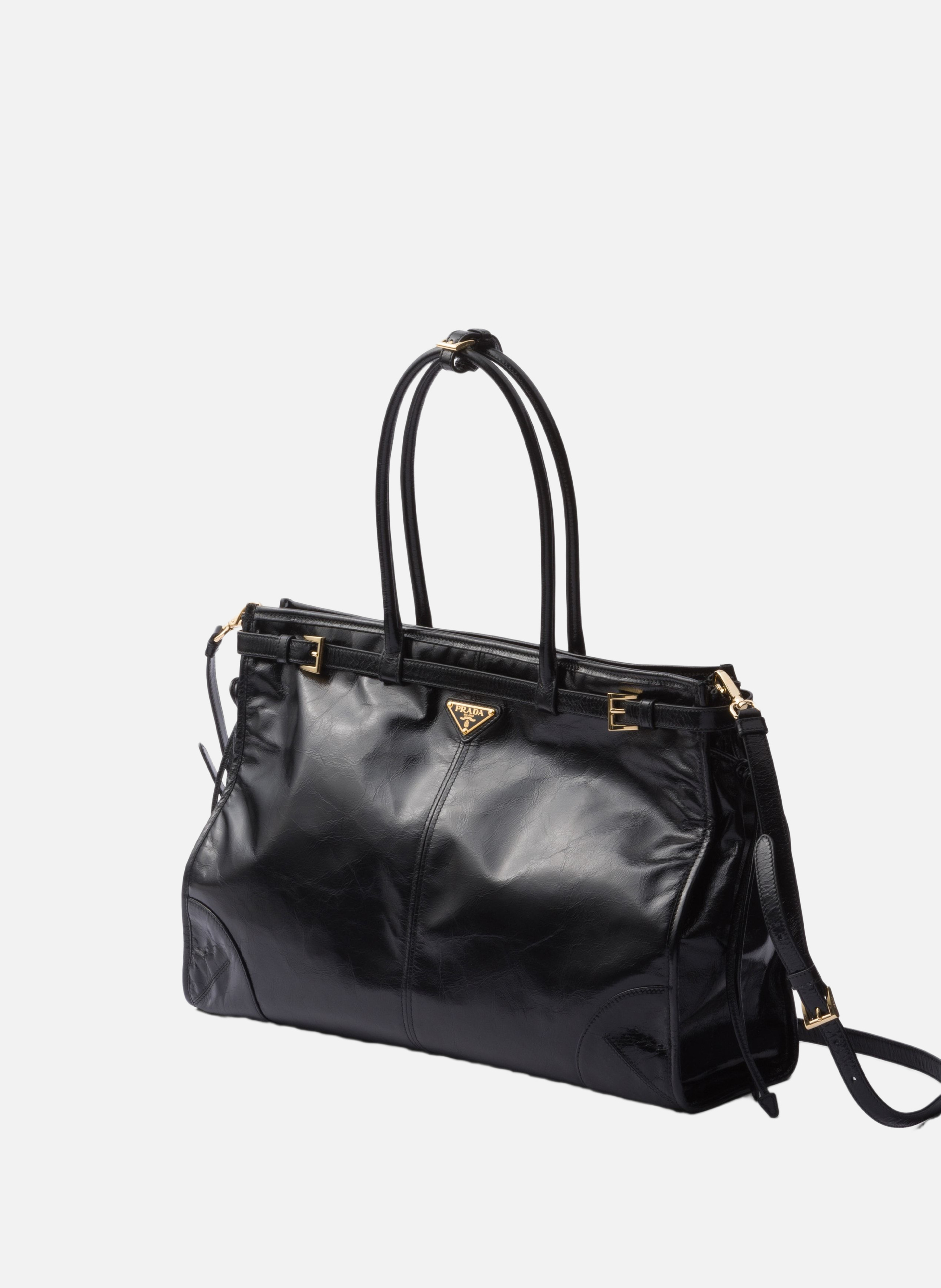 Très grand sac à main prada bonnie en cuir PRADA Noir