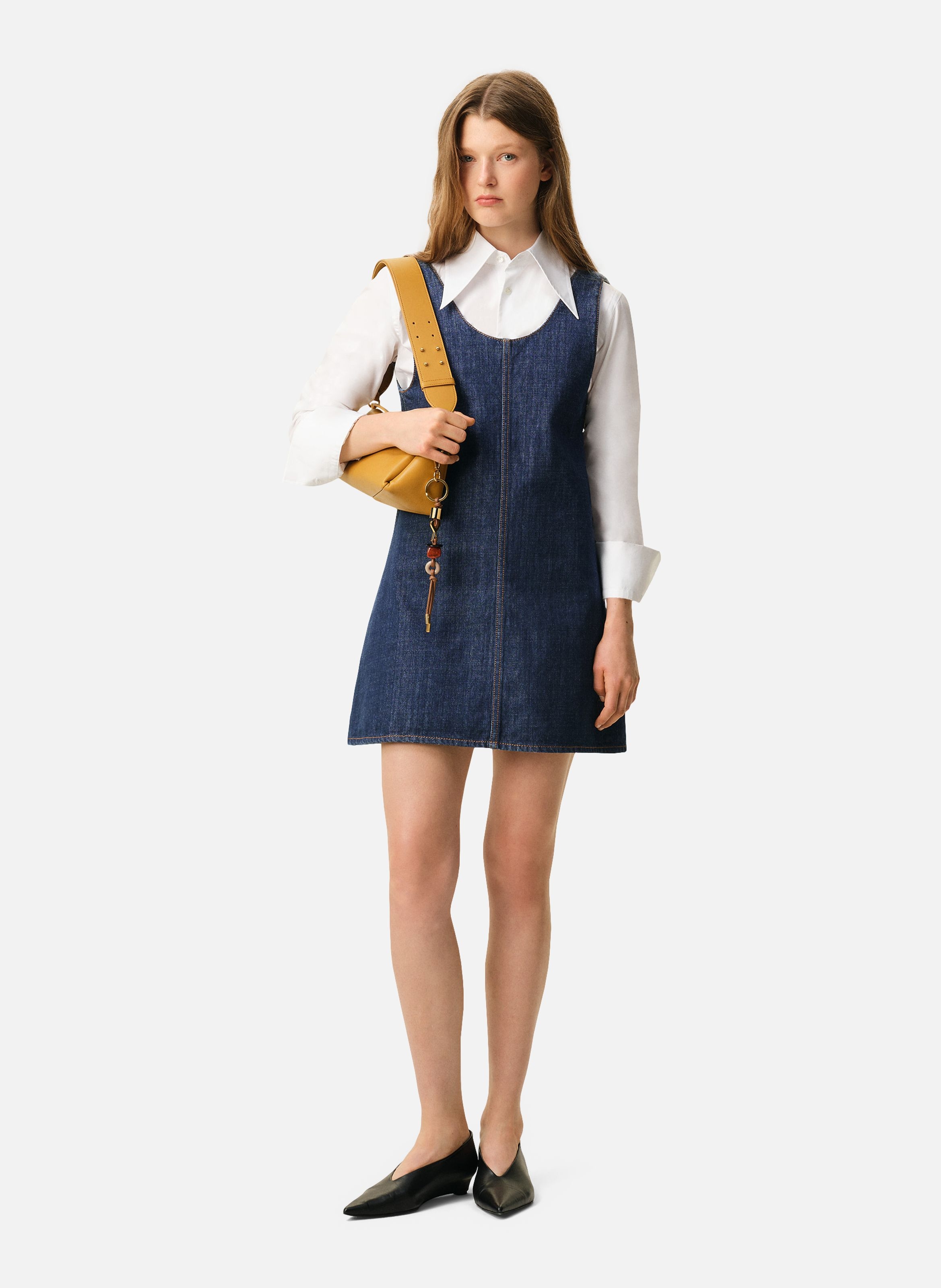 Robe courte à bretelles en coton AMI PARIS Bleu