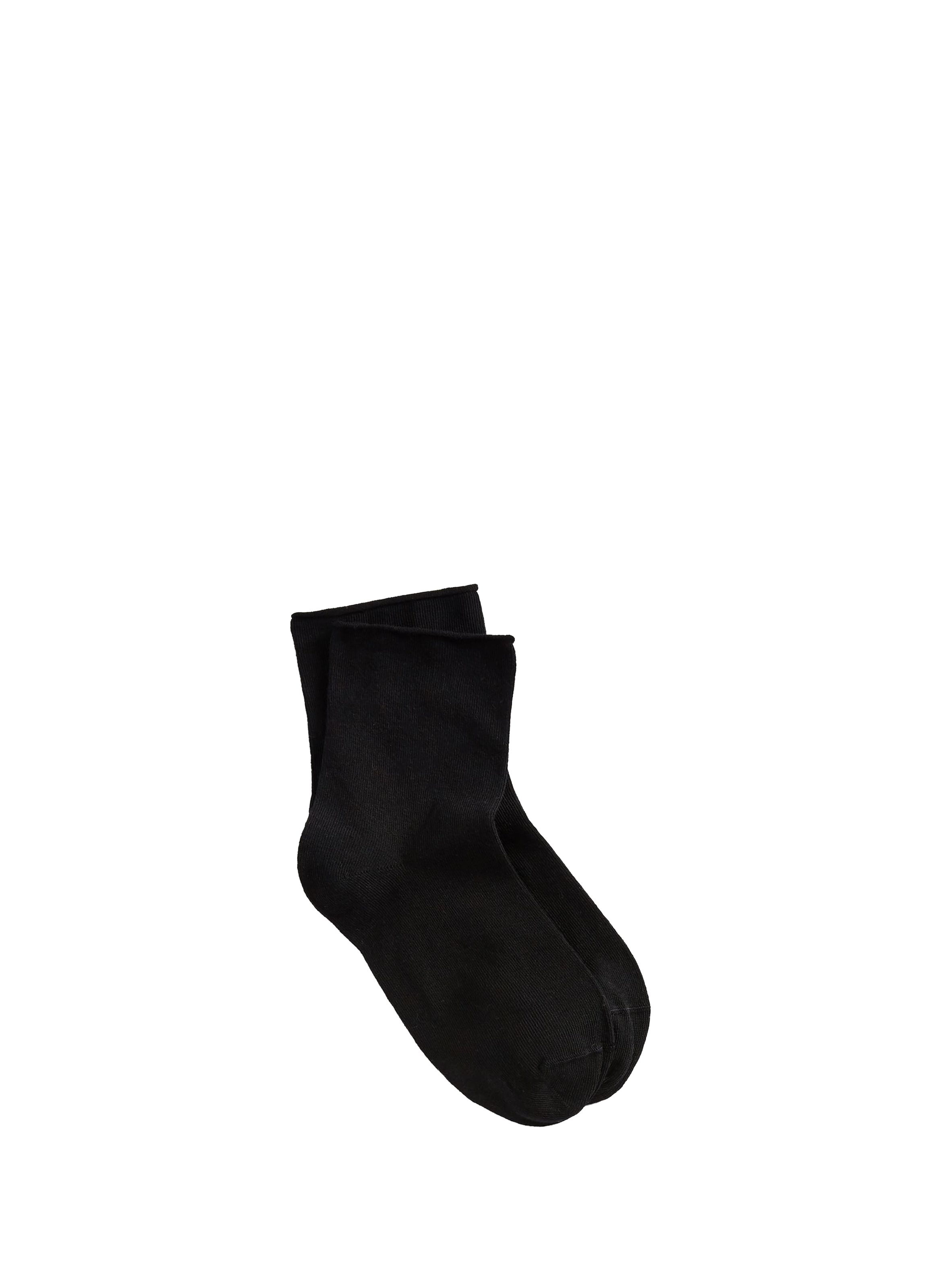 Rolled edge ankle socks in blended organic cotton LE BOURGET Black