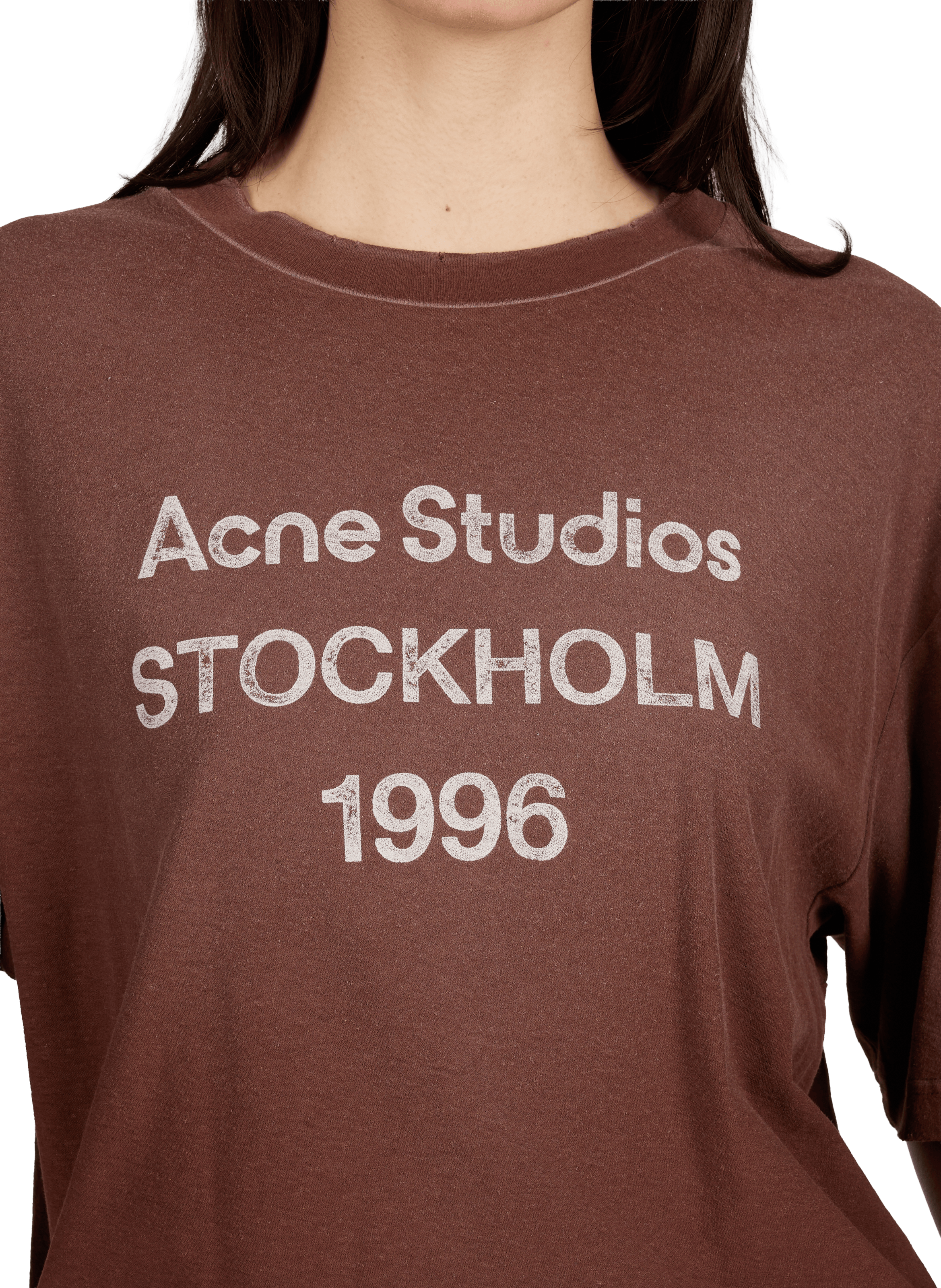 T-shirt en coton et chanvre ACNE STUDIOS Marron