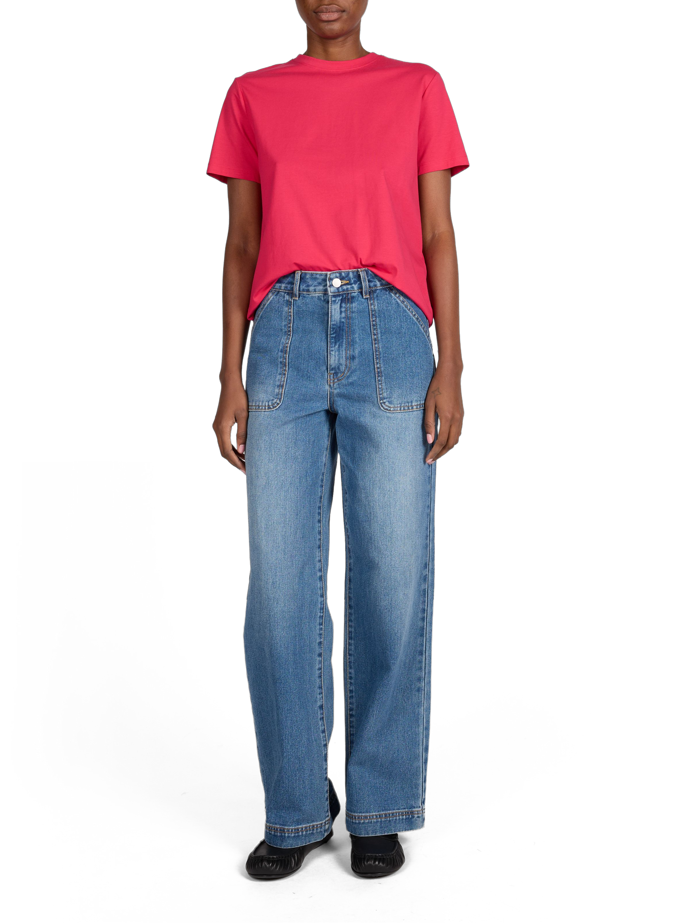 High-waisted cotton Vibinja jeans VILA Blue