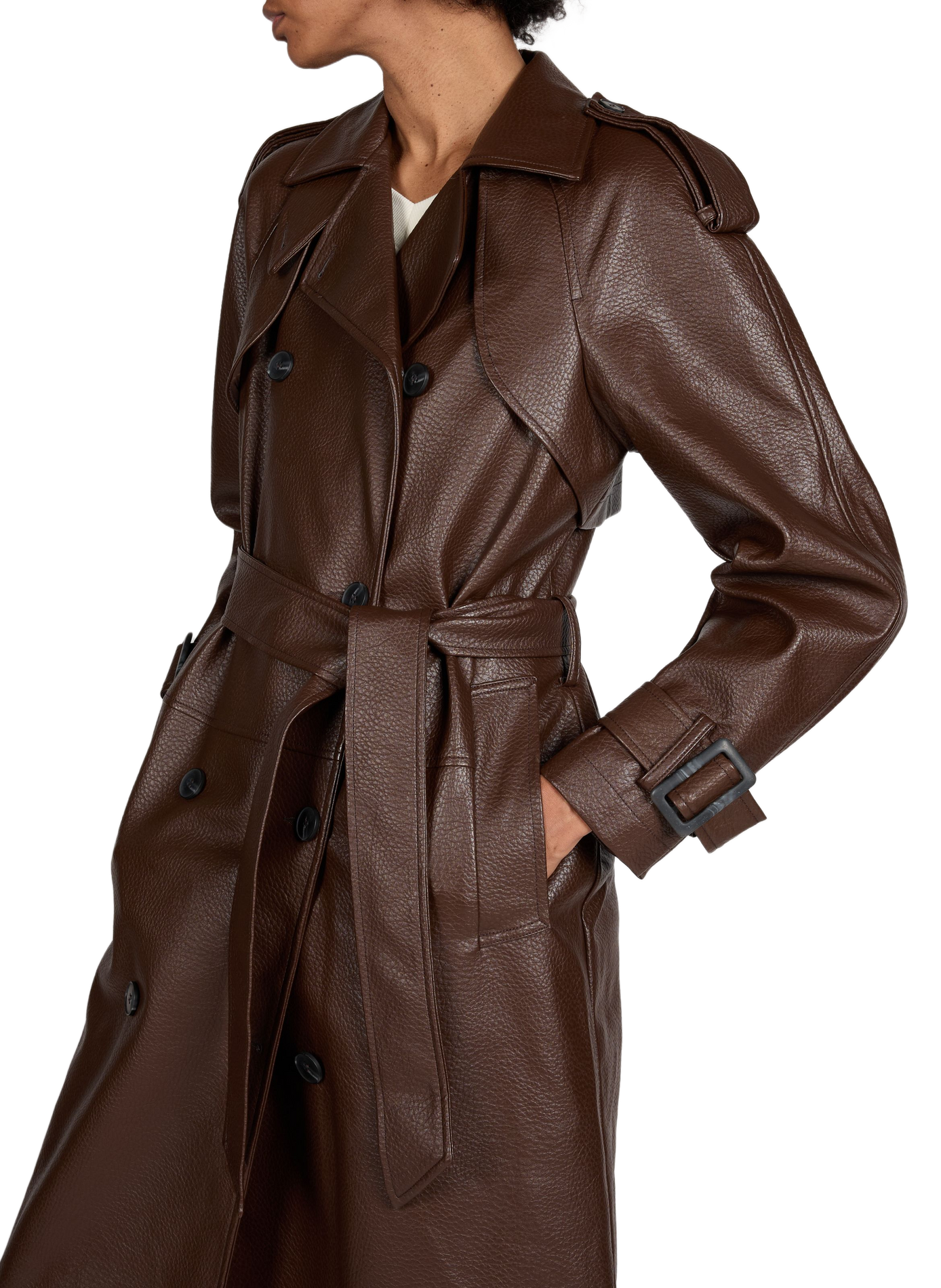 Grained straight trench coat TOPSHOP Brown