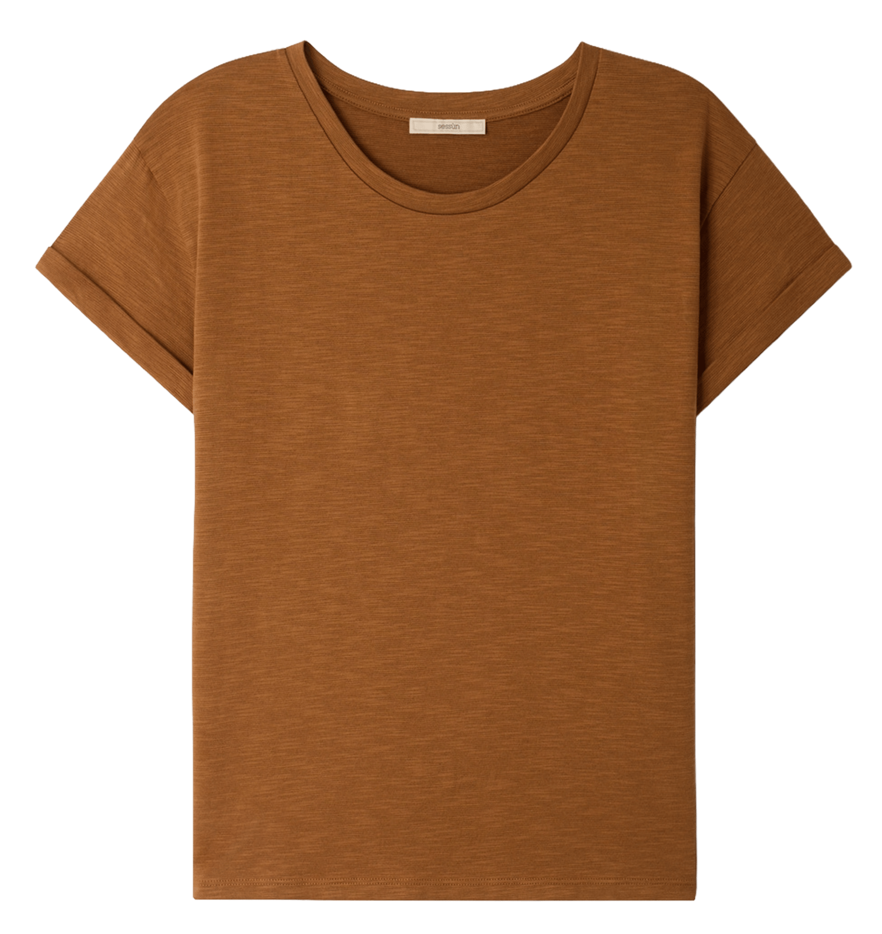 Tee-shirt col rond en coton mélangé albano SESSUN Marron