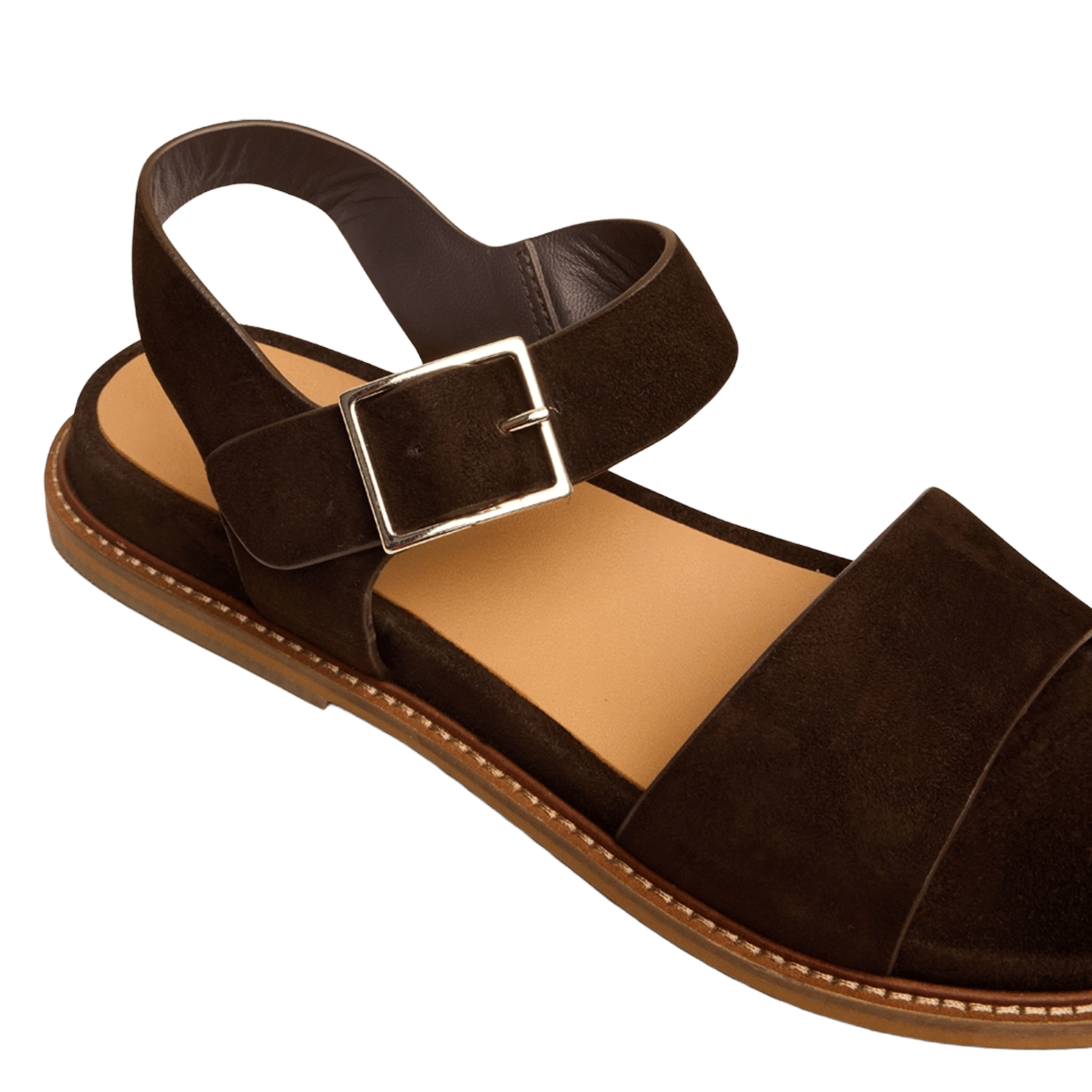 Sandales plates en cuir suédé acco JONAK Marron