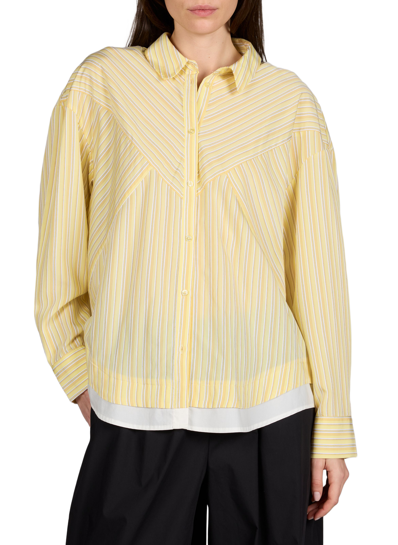 Chemise à rayures OBJECT Jaune