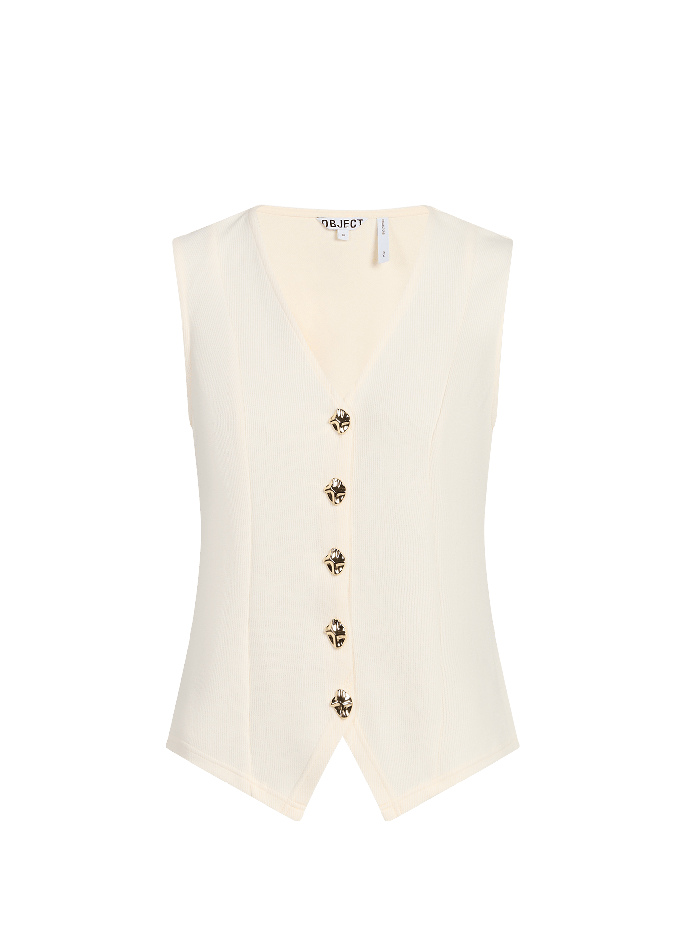 Gilet col V sans manches en coton mélangé OBJECT Blanc