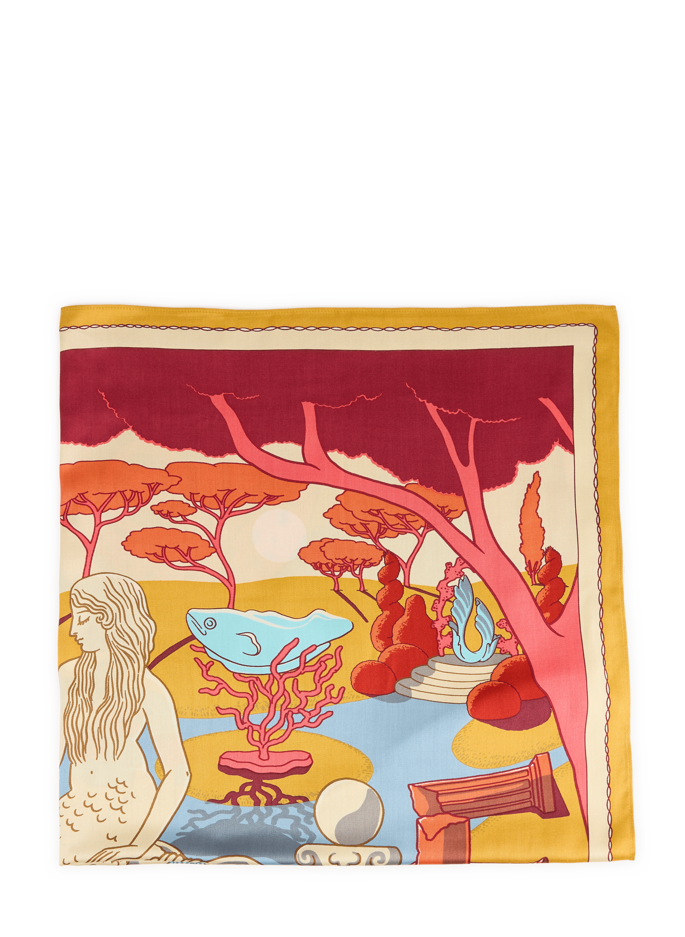 Pañuelo de seda estampado Jardín INOUITOOSH Amarillo