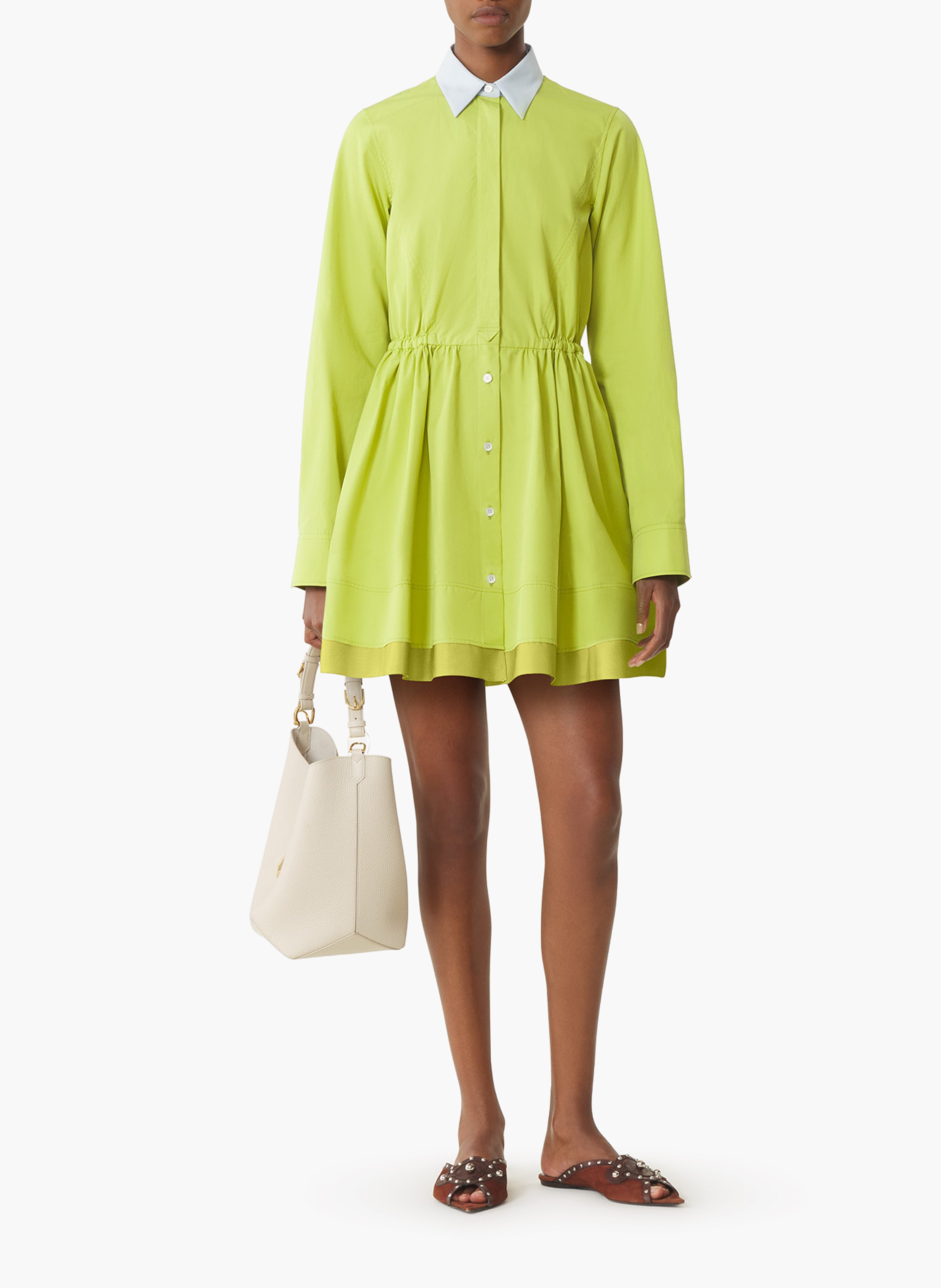Robe chemise courte en popeline de coton LANVIN Vert