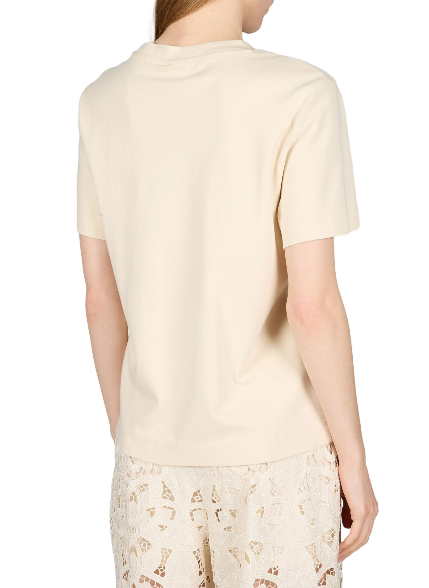 T-shirt with logo embroidery on chest in cotton. ROUGE EDIT Beige