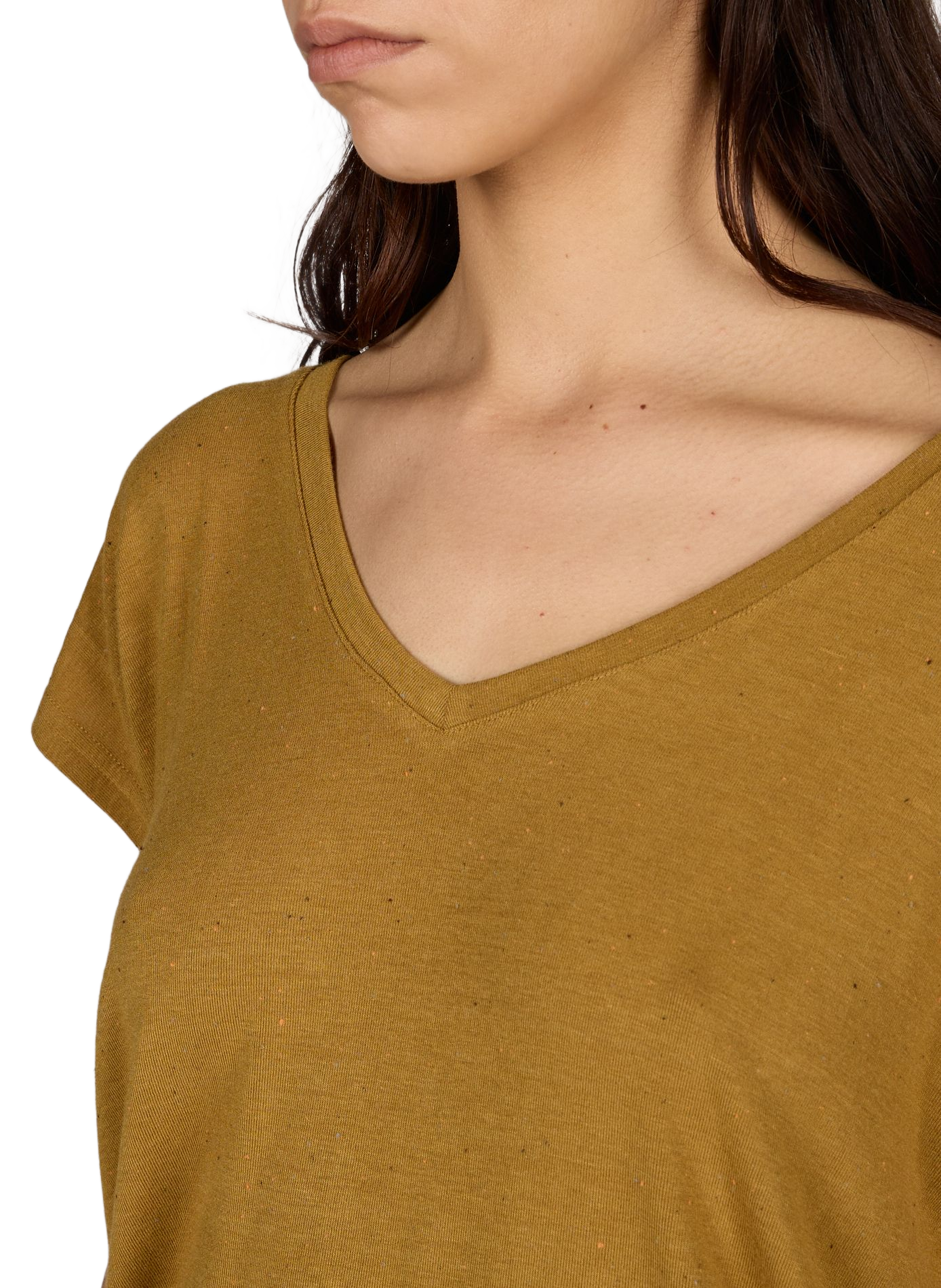 Speckled V-neck flowy t-shirt ARTLOVE Brown