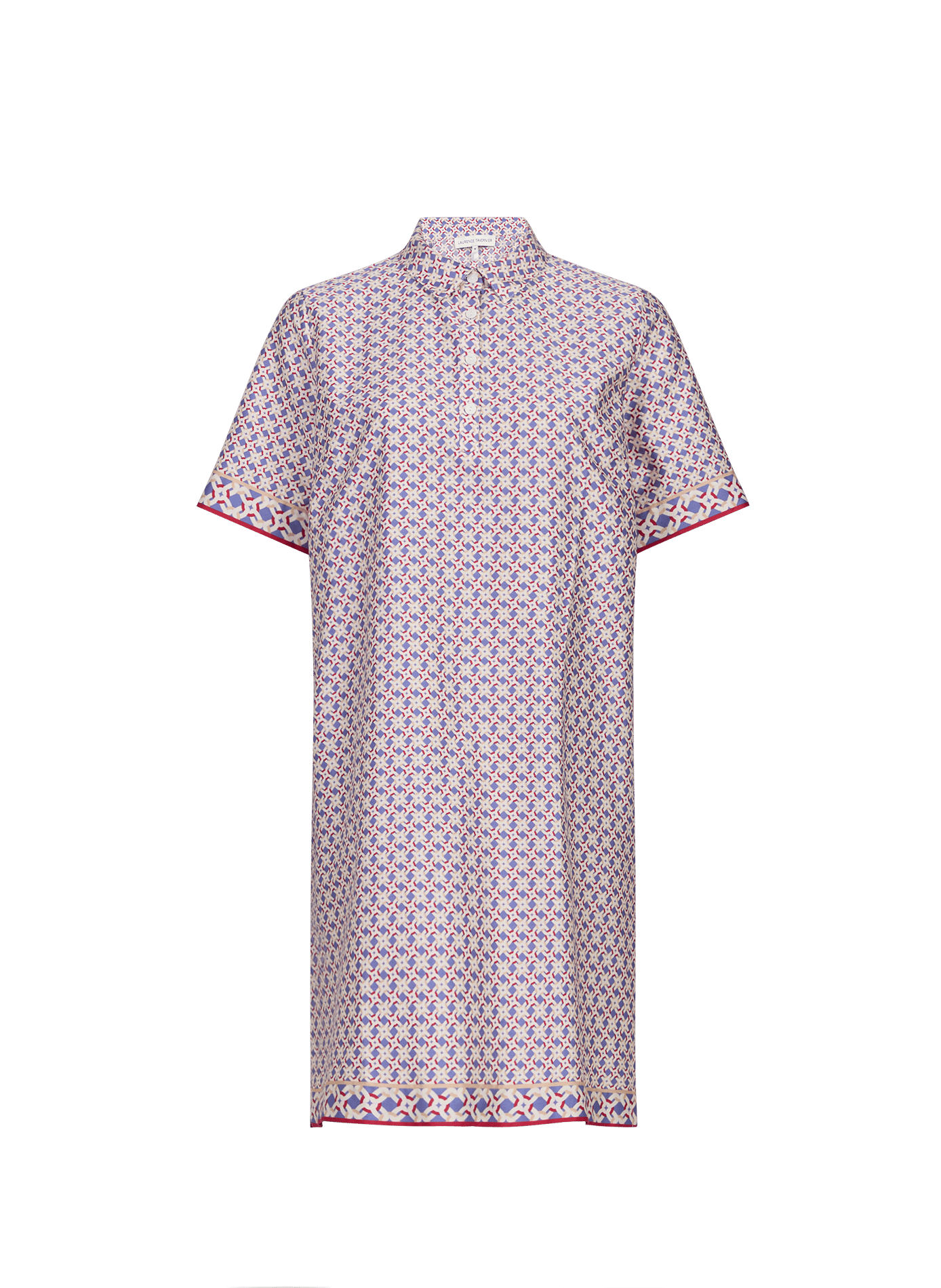 Chemise de nuit à imprimé graphique en coton LAURENCE TAVERNIER Bleu