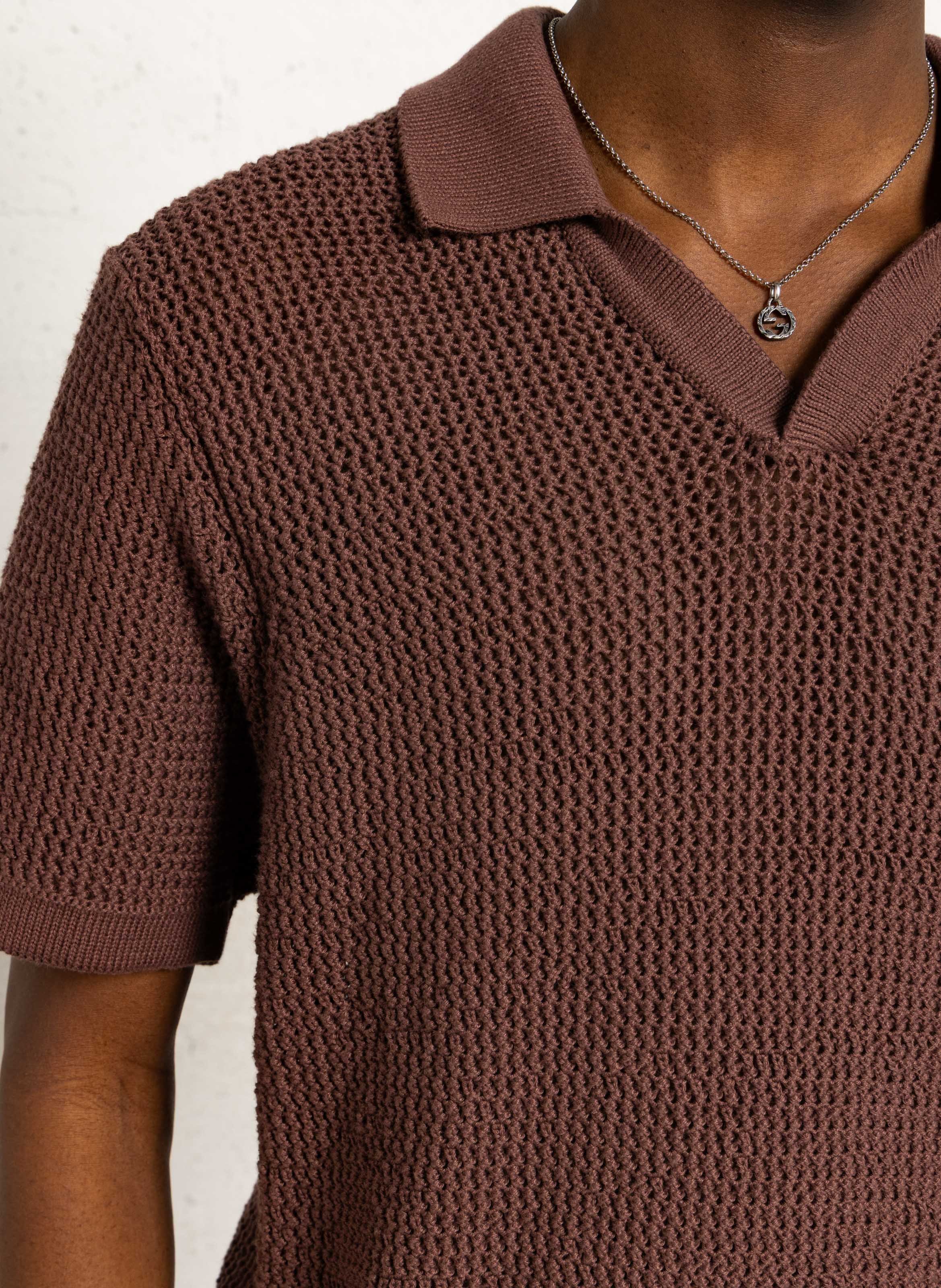 Polo droit en coton mélangé IKKS Marron
