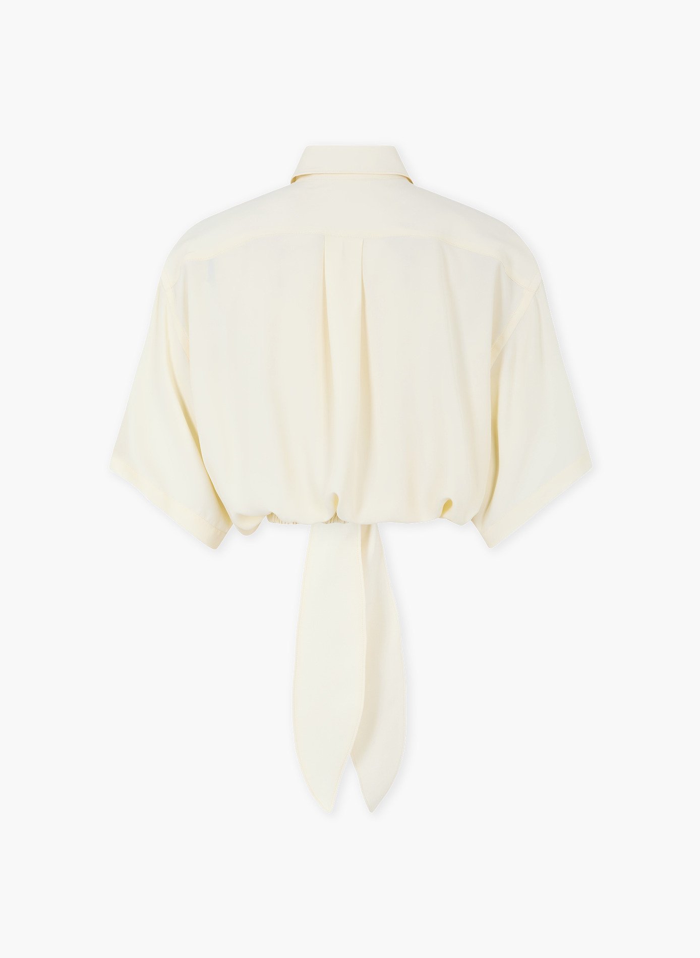 Crop top chemise en crepe de chine avec détail de noeud RABANNE Blanc
