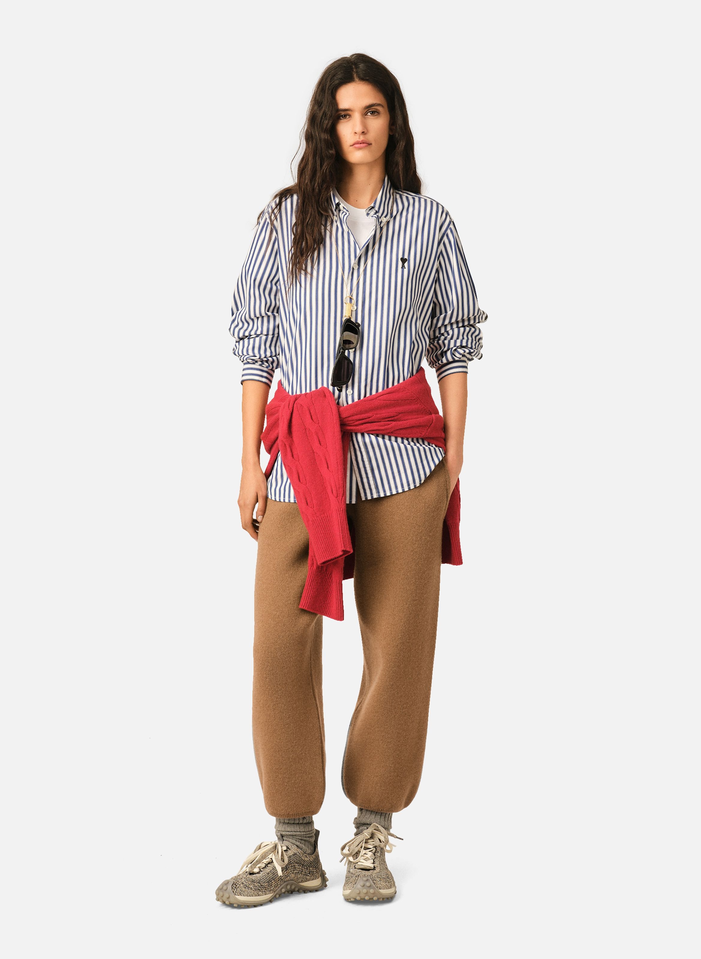 Chemise rayée unisexe en coton ami de coeur AMI PARIS Bleu