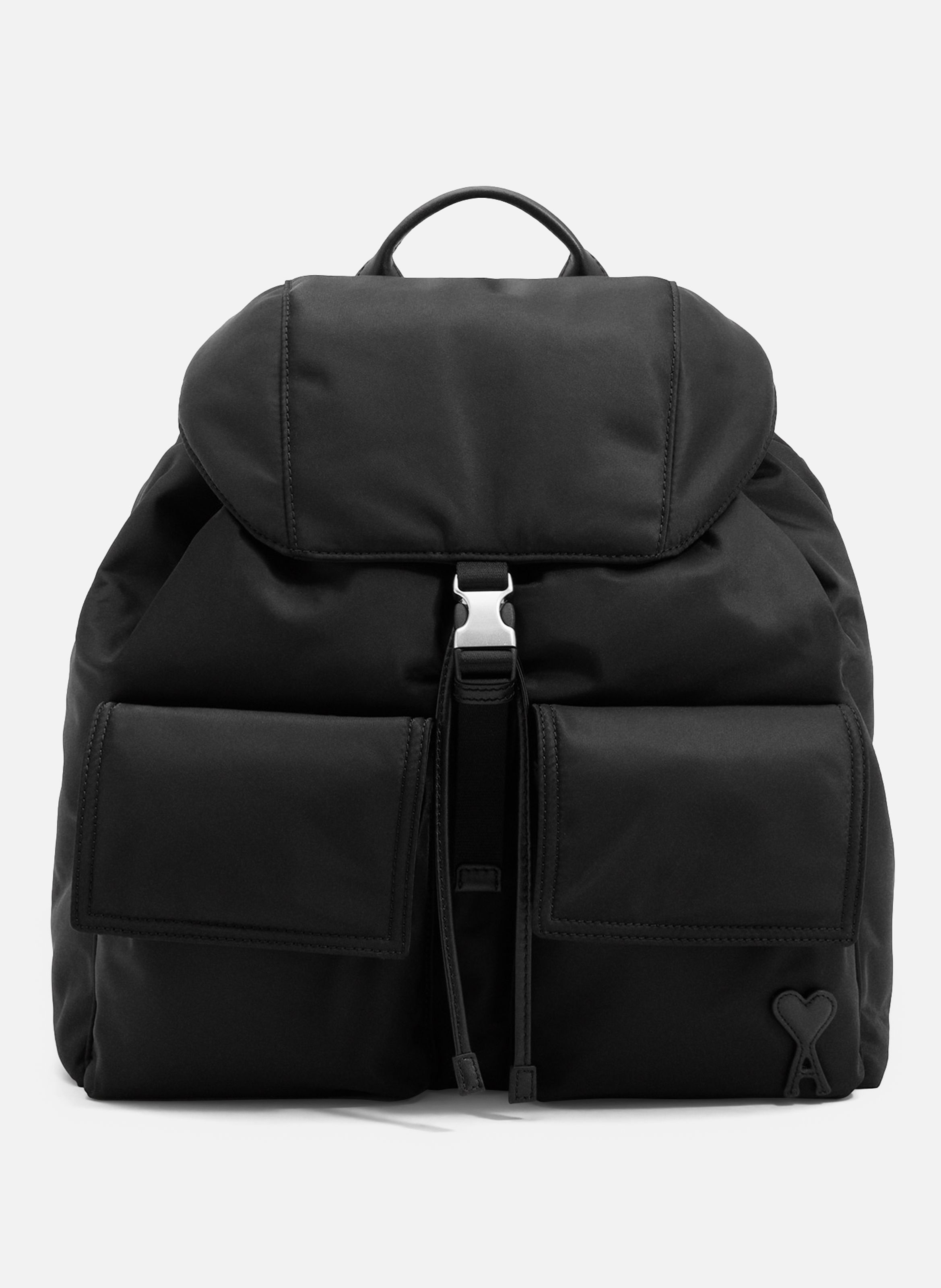 Sac à dos à rabat marcel unisexe en nylon AMI PARIS Noir