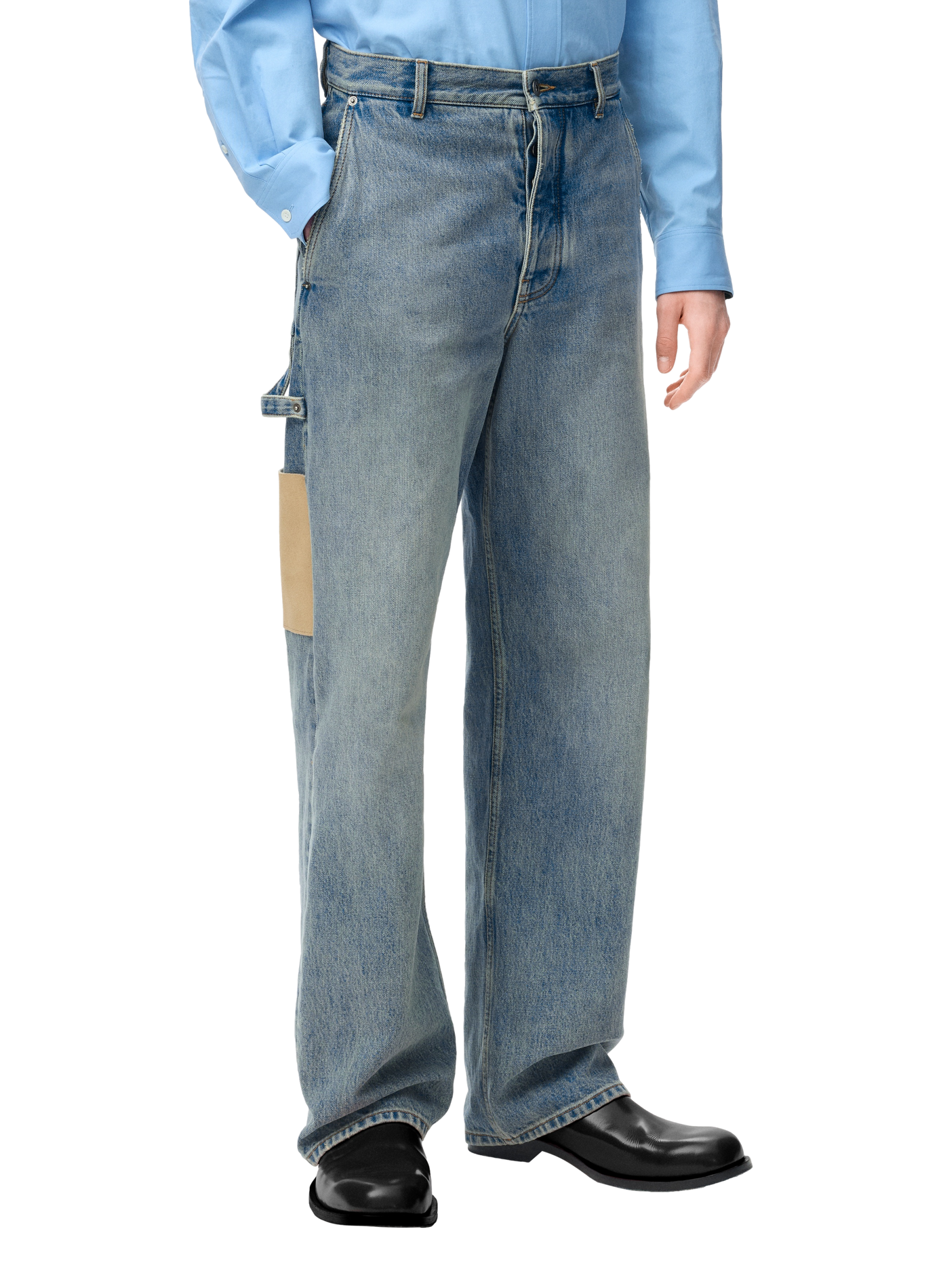 Jean en denim de coton délavé LOEWE Blue