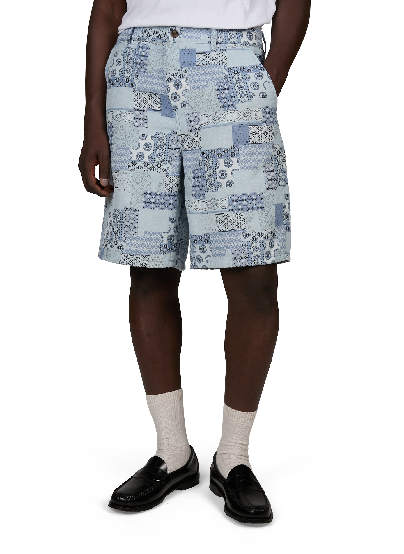 Short patchwork jacquard en coton mélangé LES DEUX Bleu