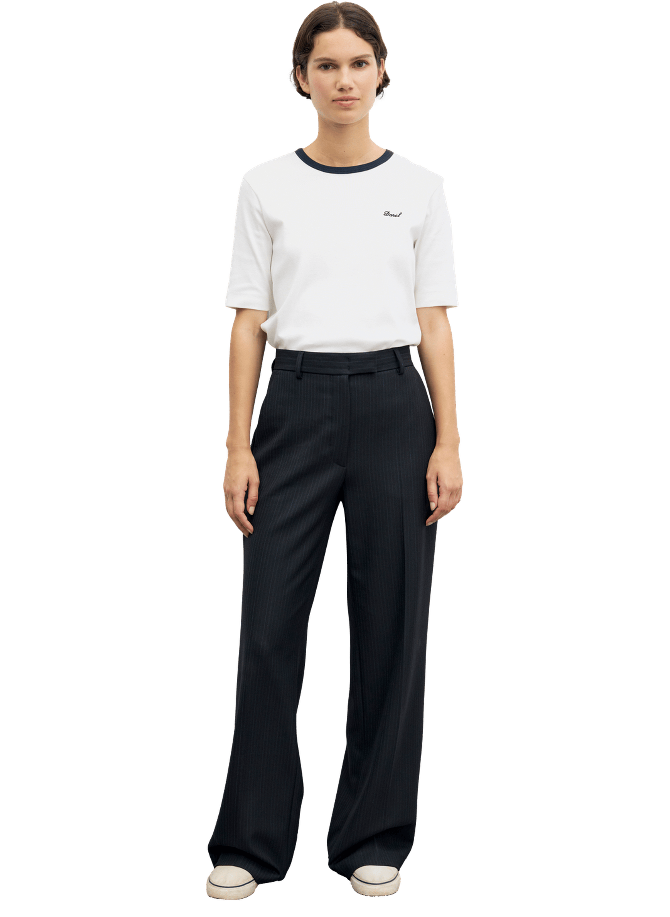 Pantalon large de tailleur à fines rayures - mimi GERARD DAREL Noir