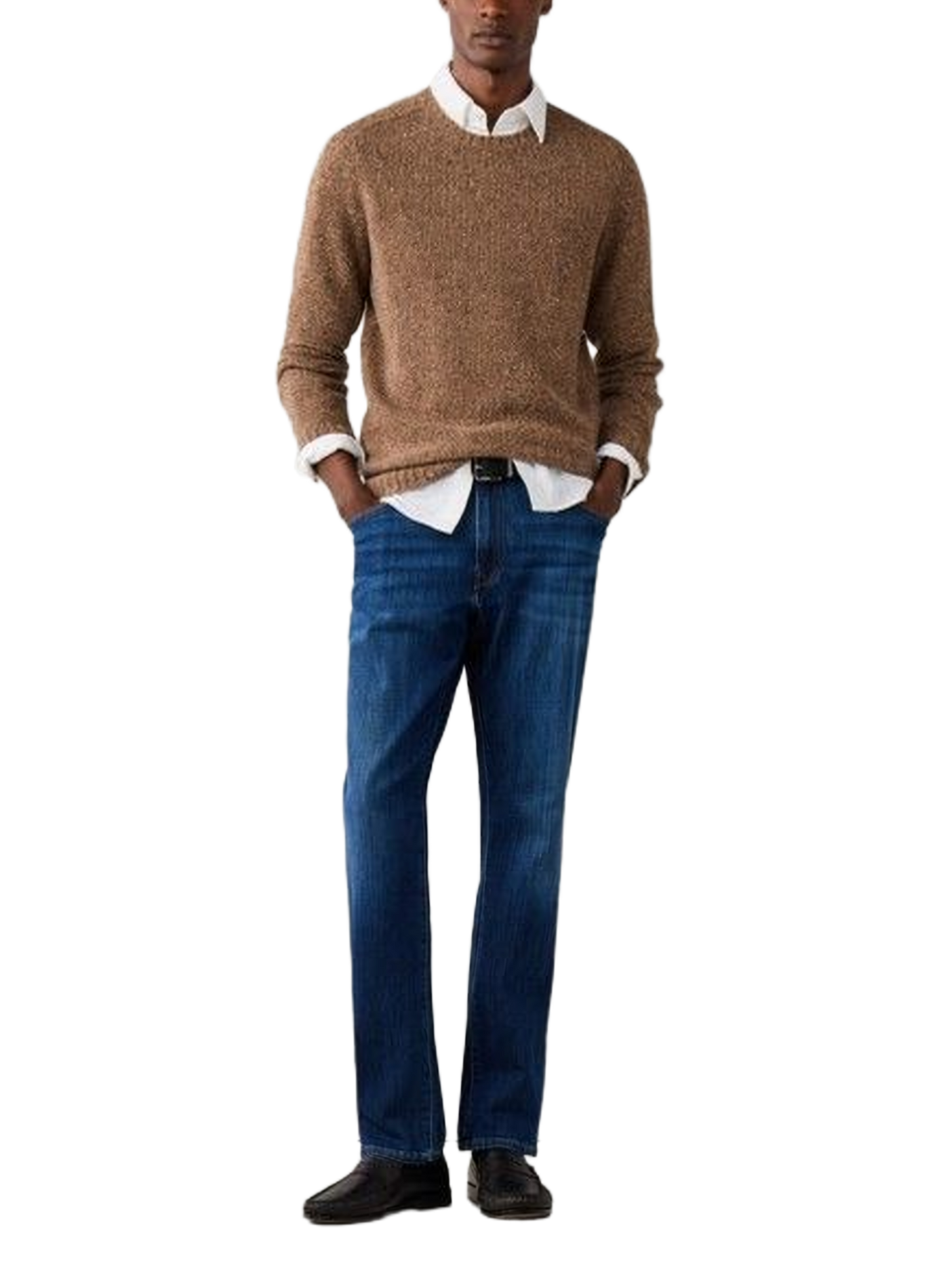 Runder Wollpullover in Uni-Farbe HACKETT Beige
