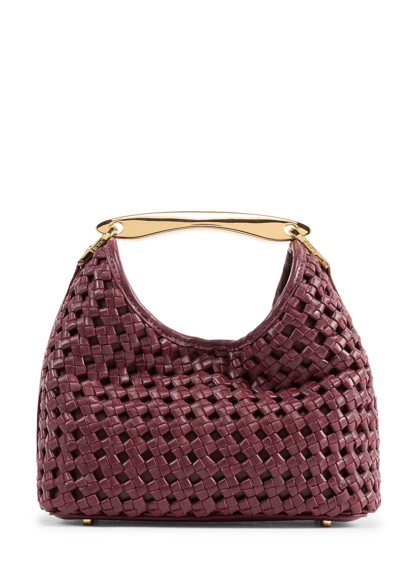 Small boomerang handbag in braided leather ELLEME Red