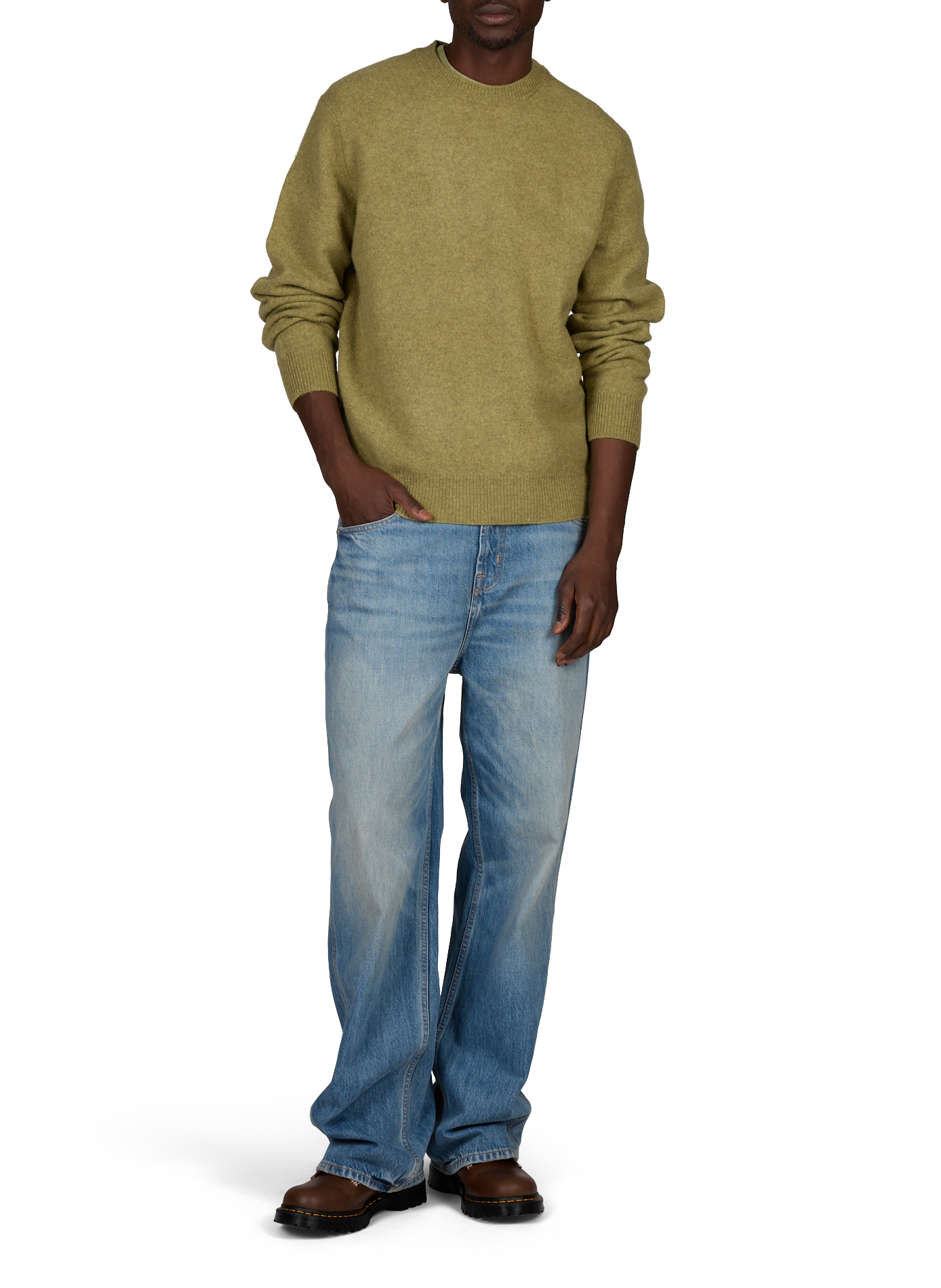 Rundhalsausschnitt-Pullover aus Merinowolle ANNARR Grun