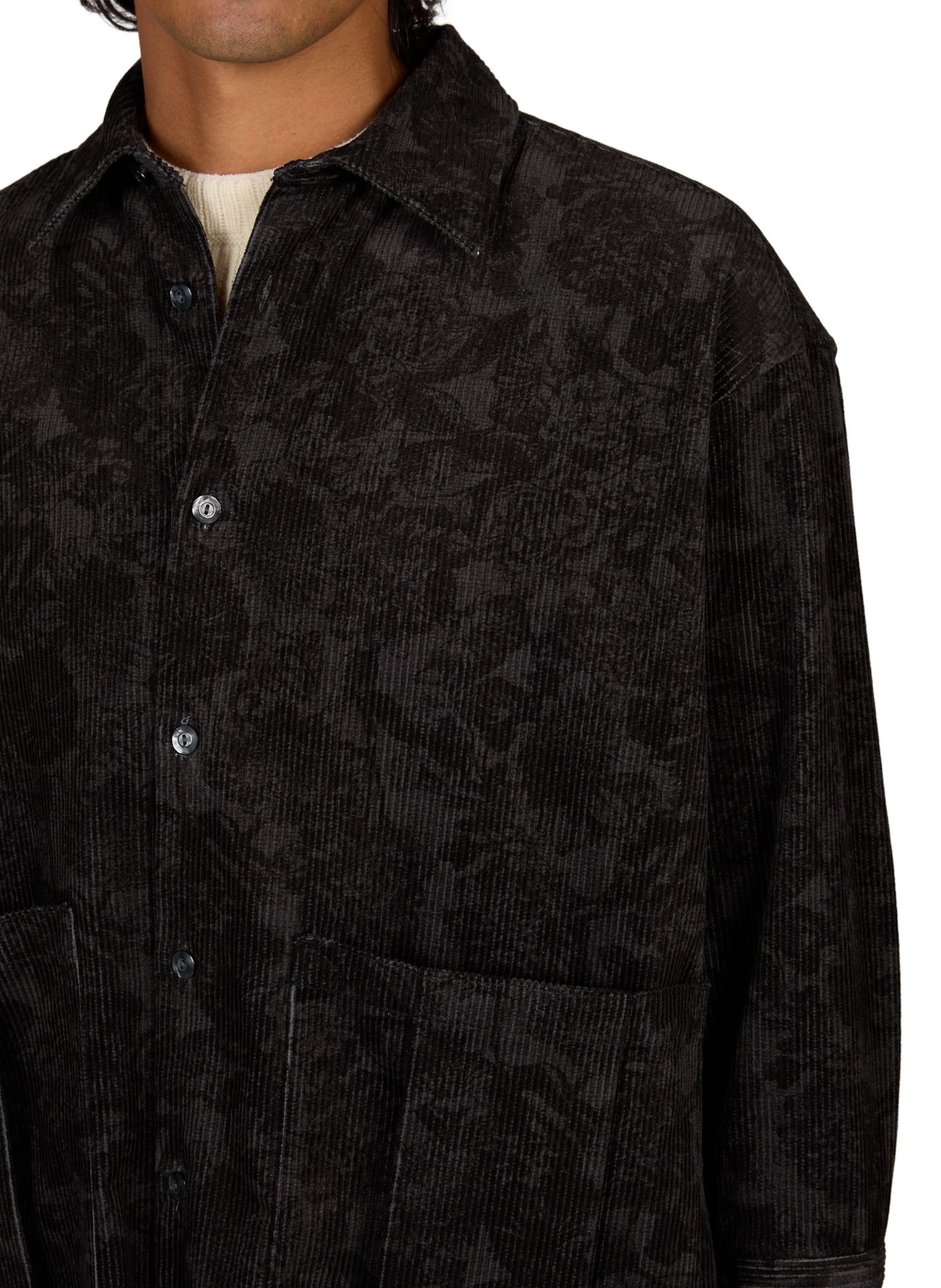 Ribbed velvet shirt in cotton WANSIE Black