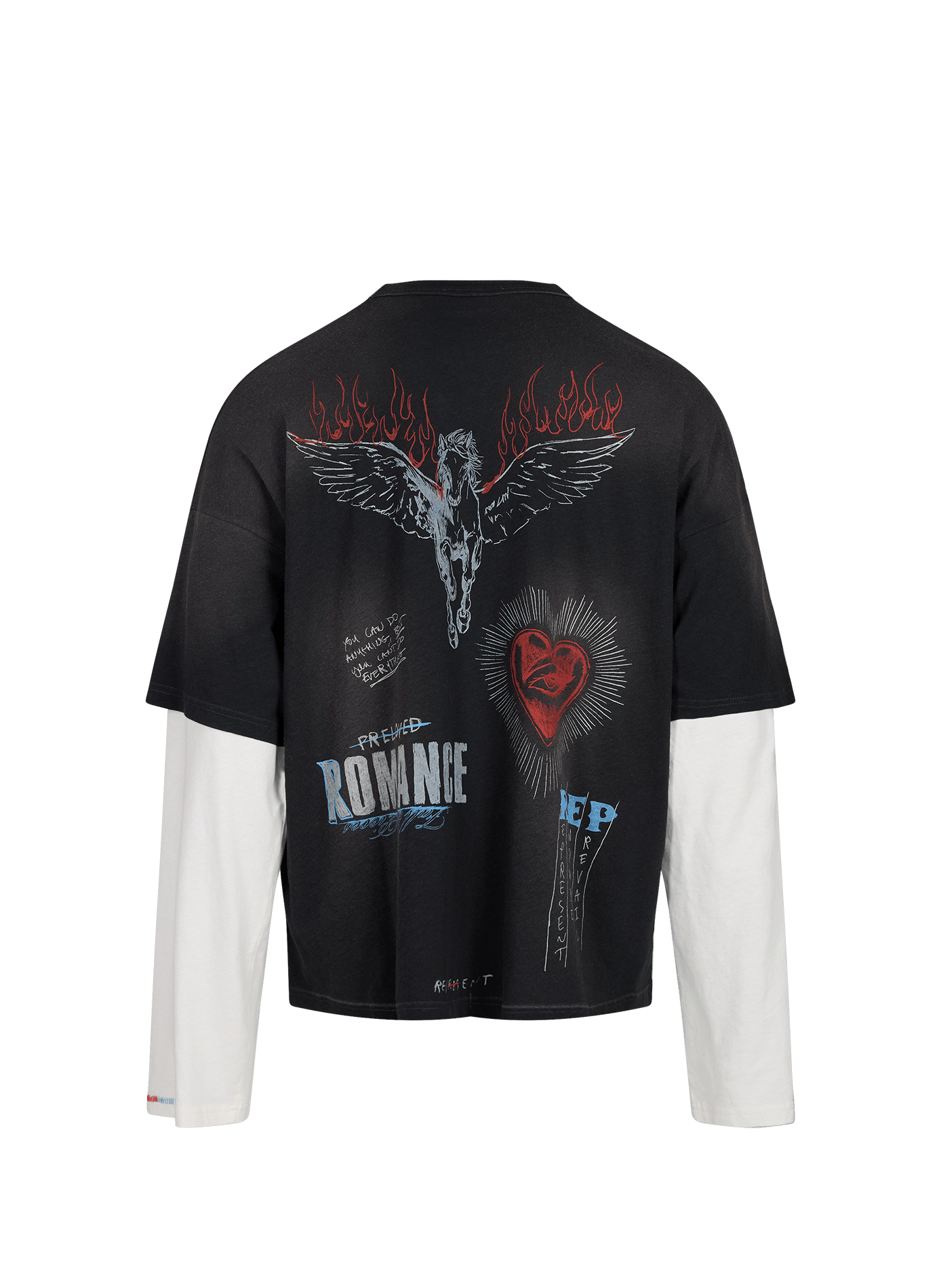 Layered T-shirt Heavier Than The Heavens in blended cotton REPRESENT Black