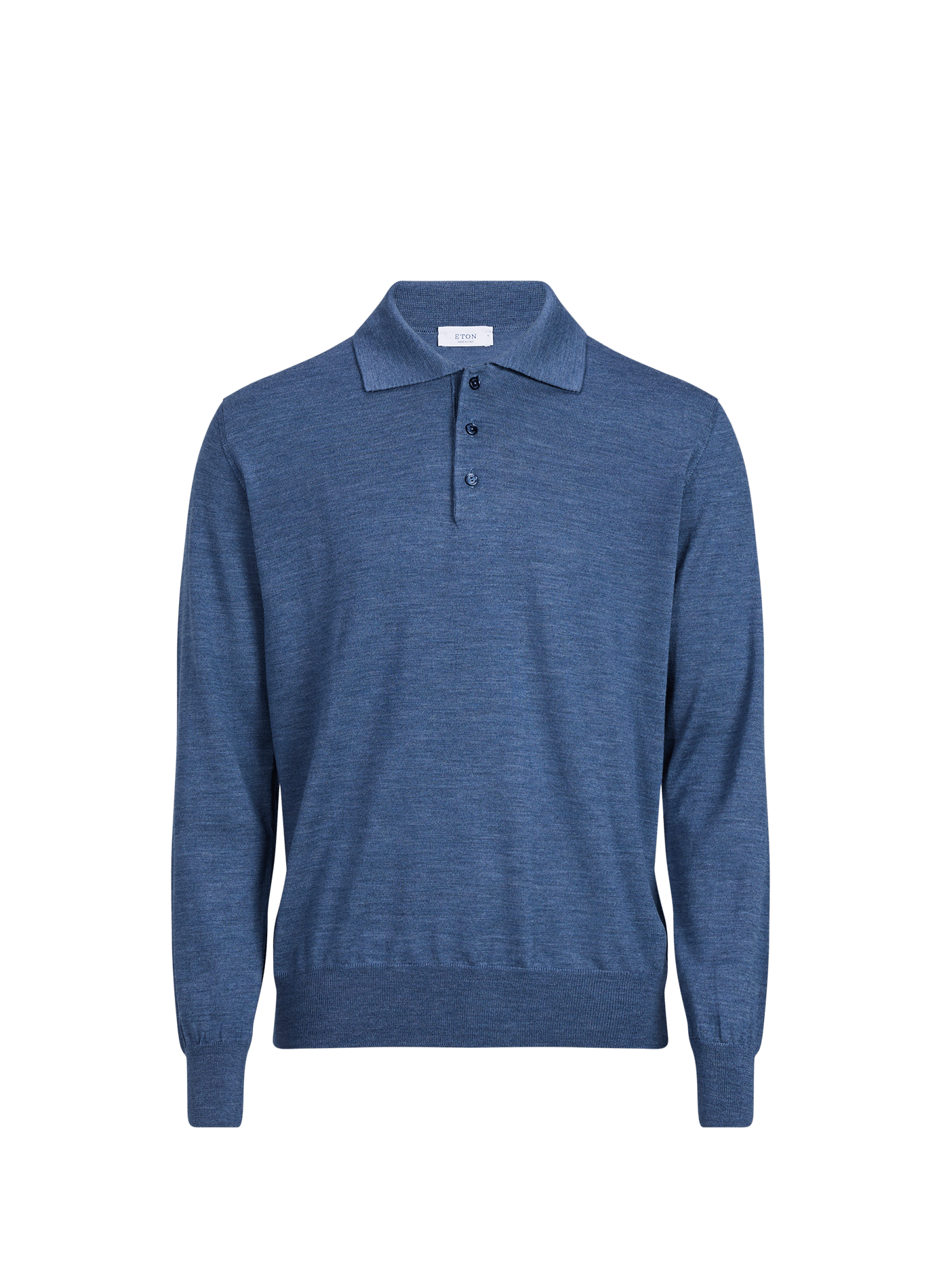 Plain wool long-sleeve polo ETON Blue