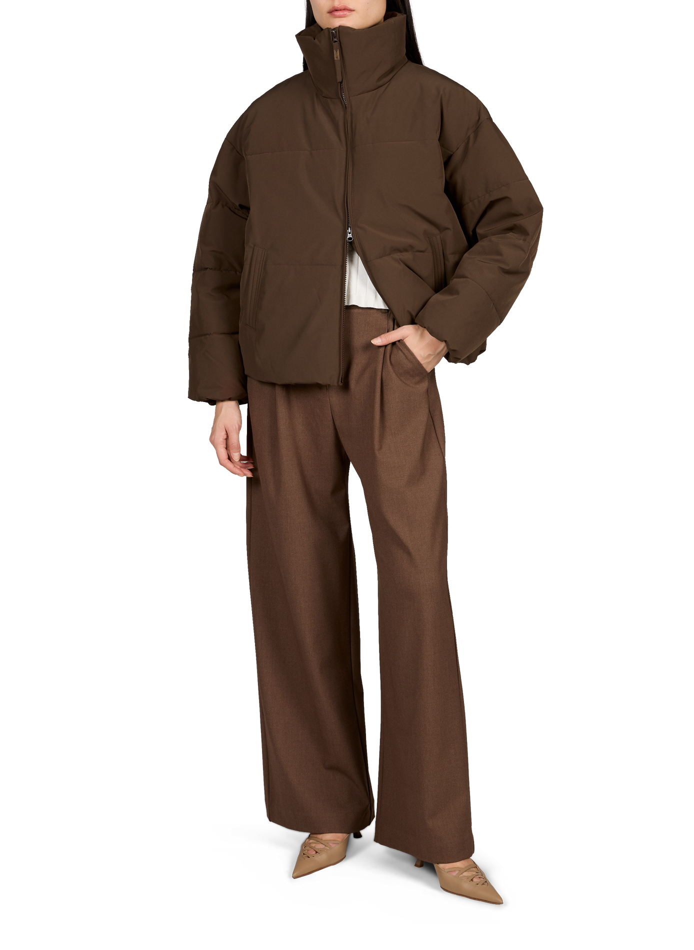 Oversize-Daunenjacke Refron mit Stehkragen MSCH Braun