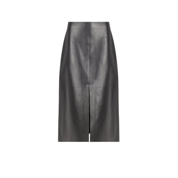Jupe midi en cuir