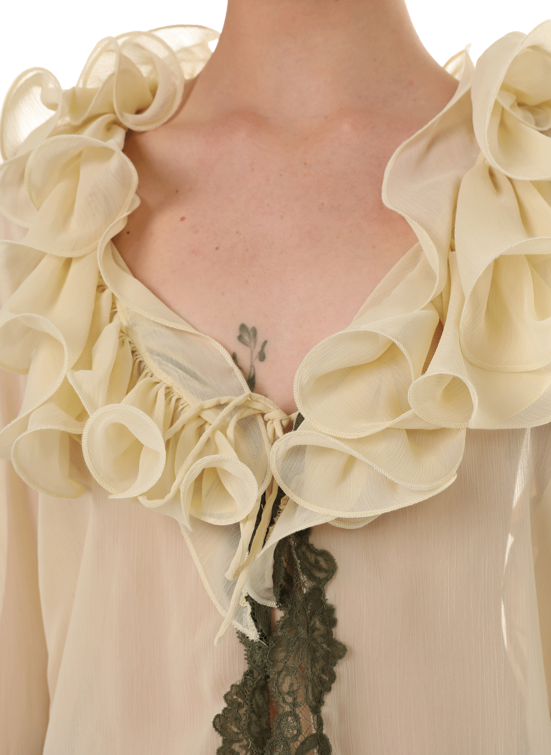 Ruffled sheer blouse VAILLANT Yellow