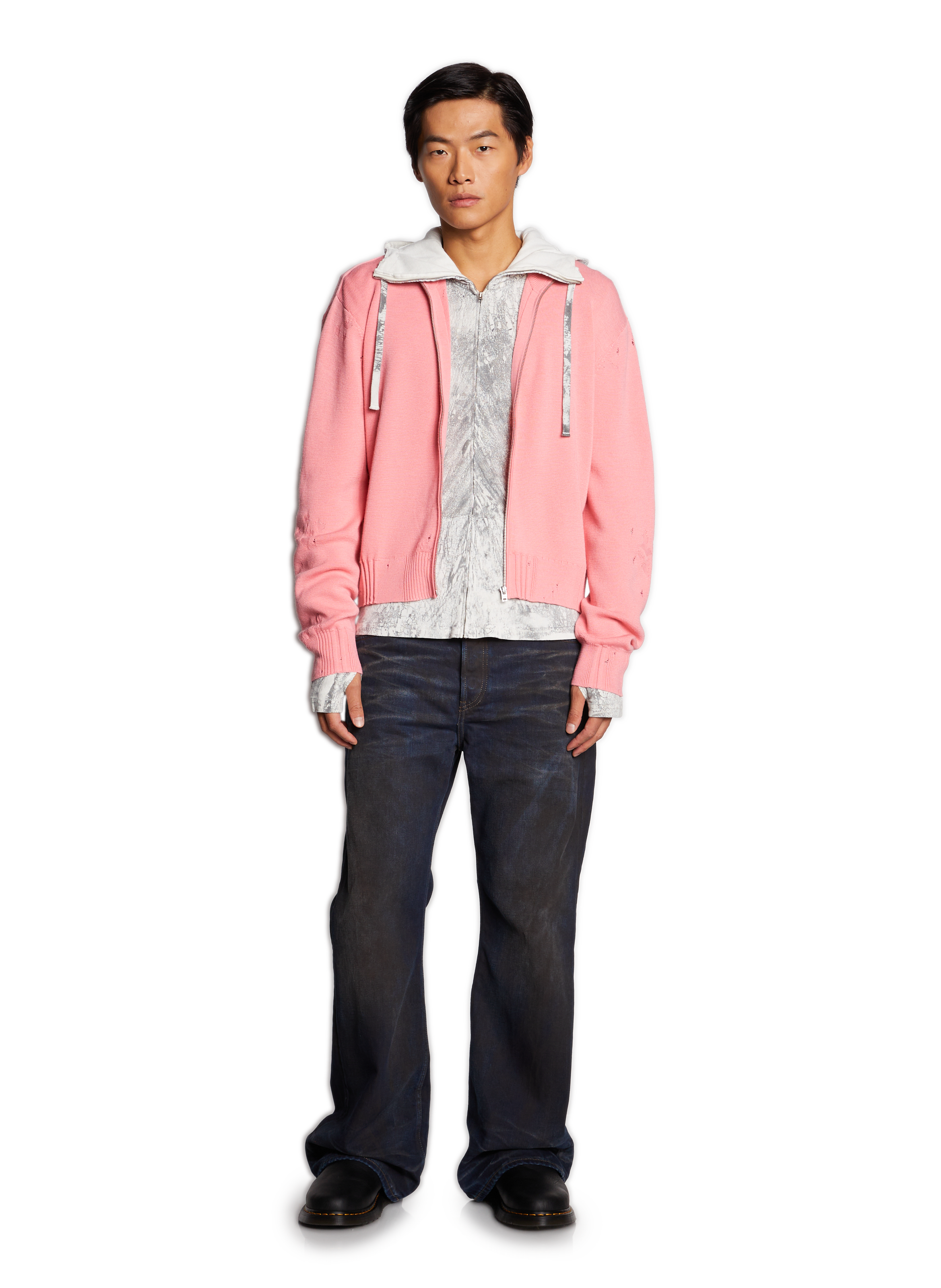 Gilet zippé en laine mélangée ACNE STUDIOS Rose