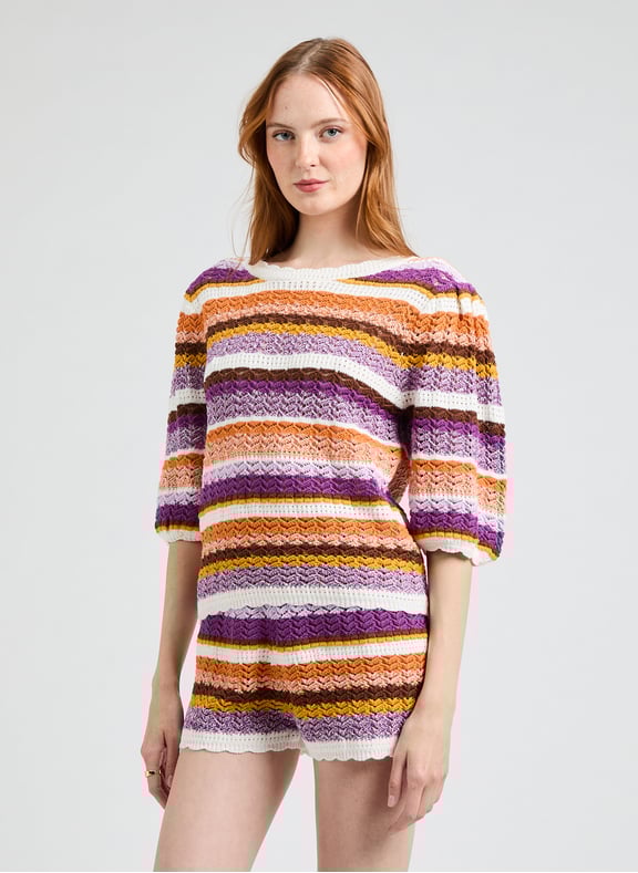 Top crochet rayé en coton Multicolore by SUNCOO SUNCOO Top crochet rayé en coton Multicolore