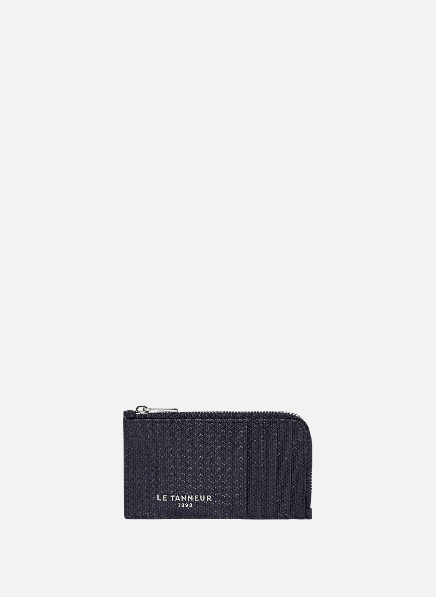 Porte carte large zippé emile en cuir signature t LE TANNEUR Bleu