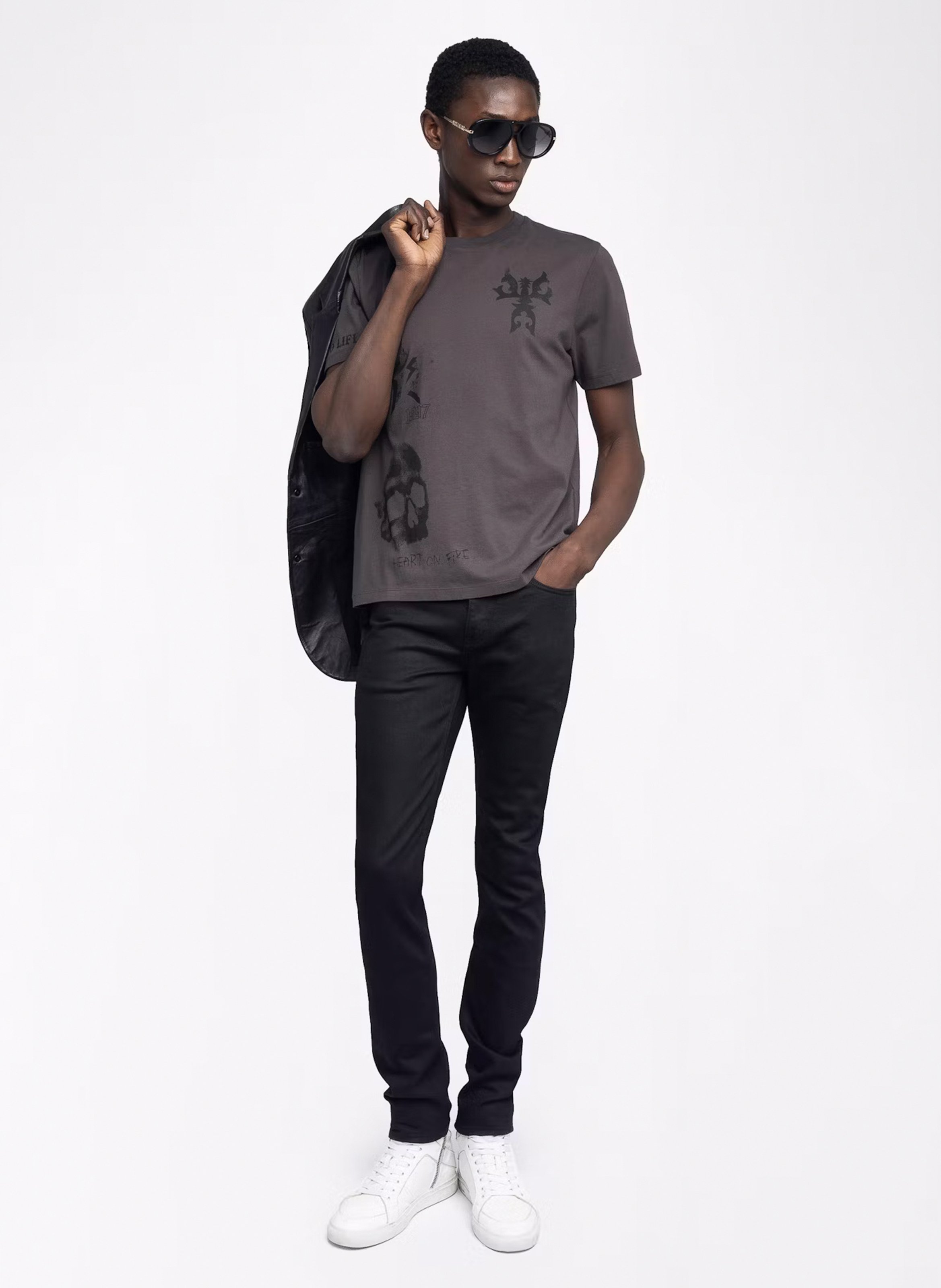 Tee-shirt col rond en coton tommy ZADIG&VOLTAIRE Marron