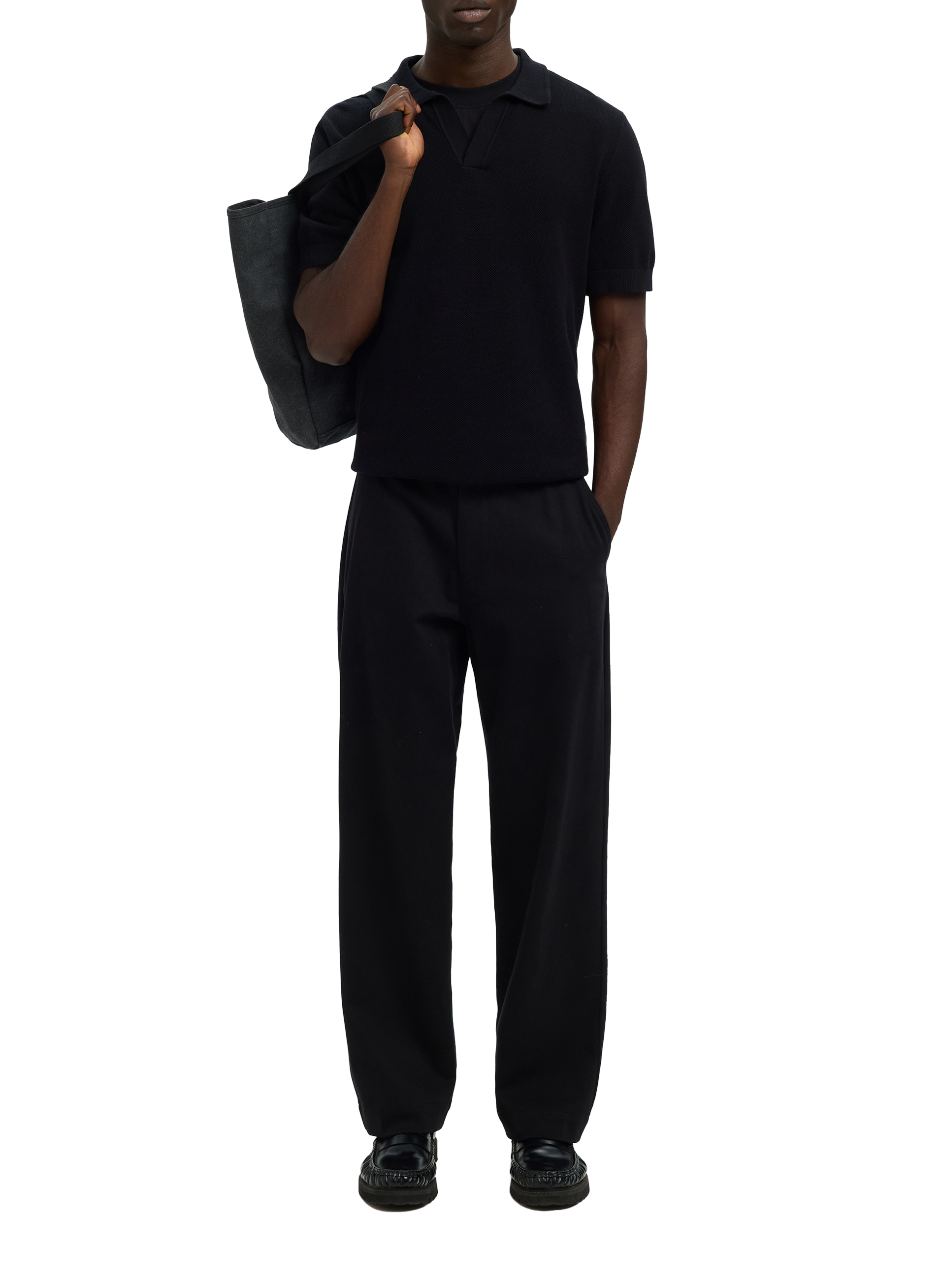 Polo manches courtes en coton biologique SELECTED Noir