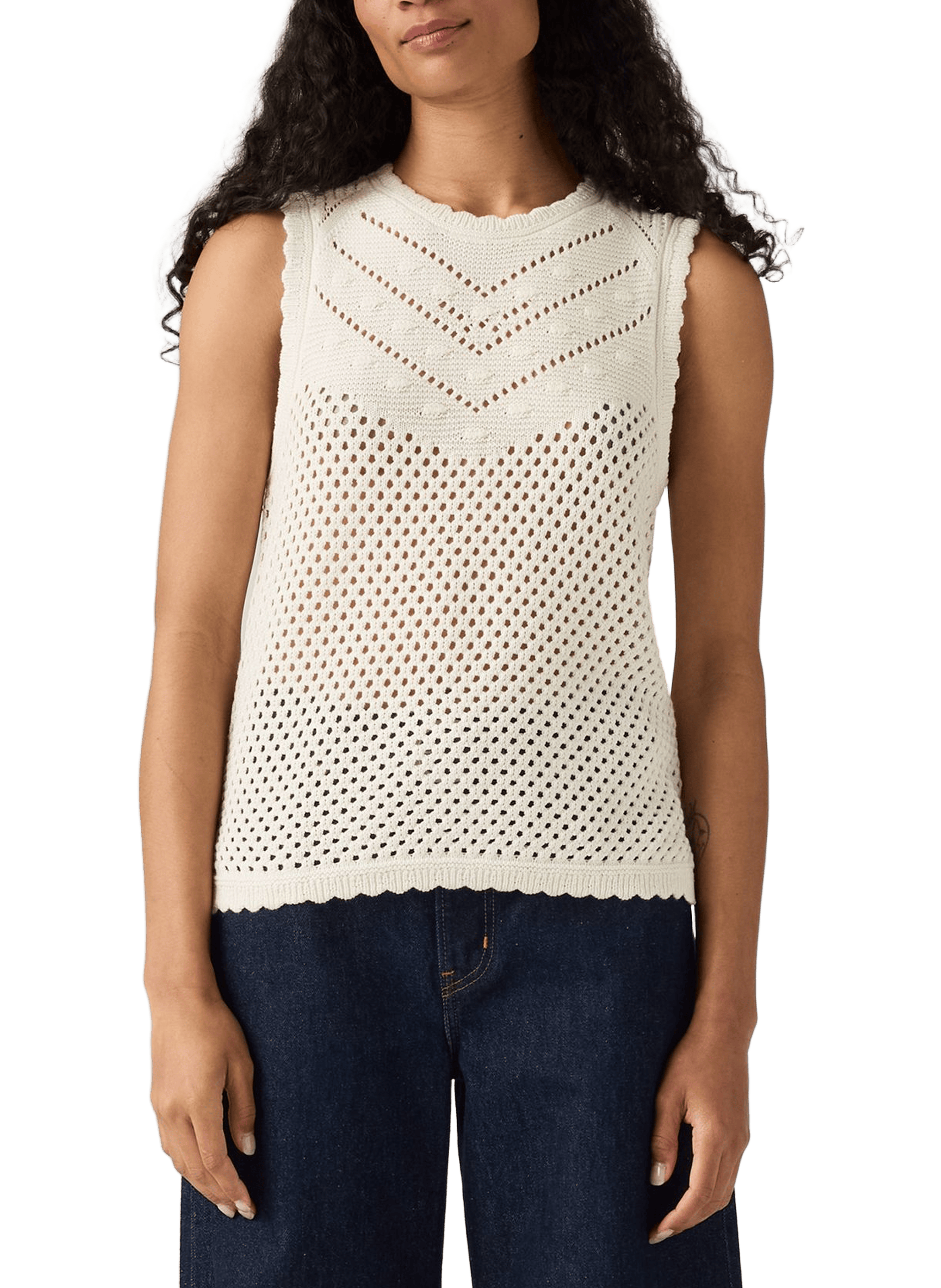 LEVI'S Openwork cotton top  Beige