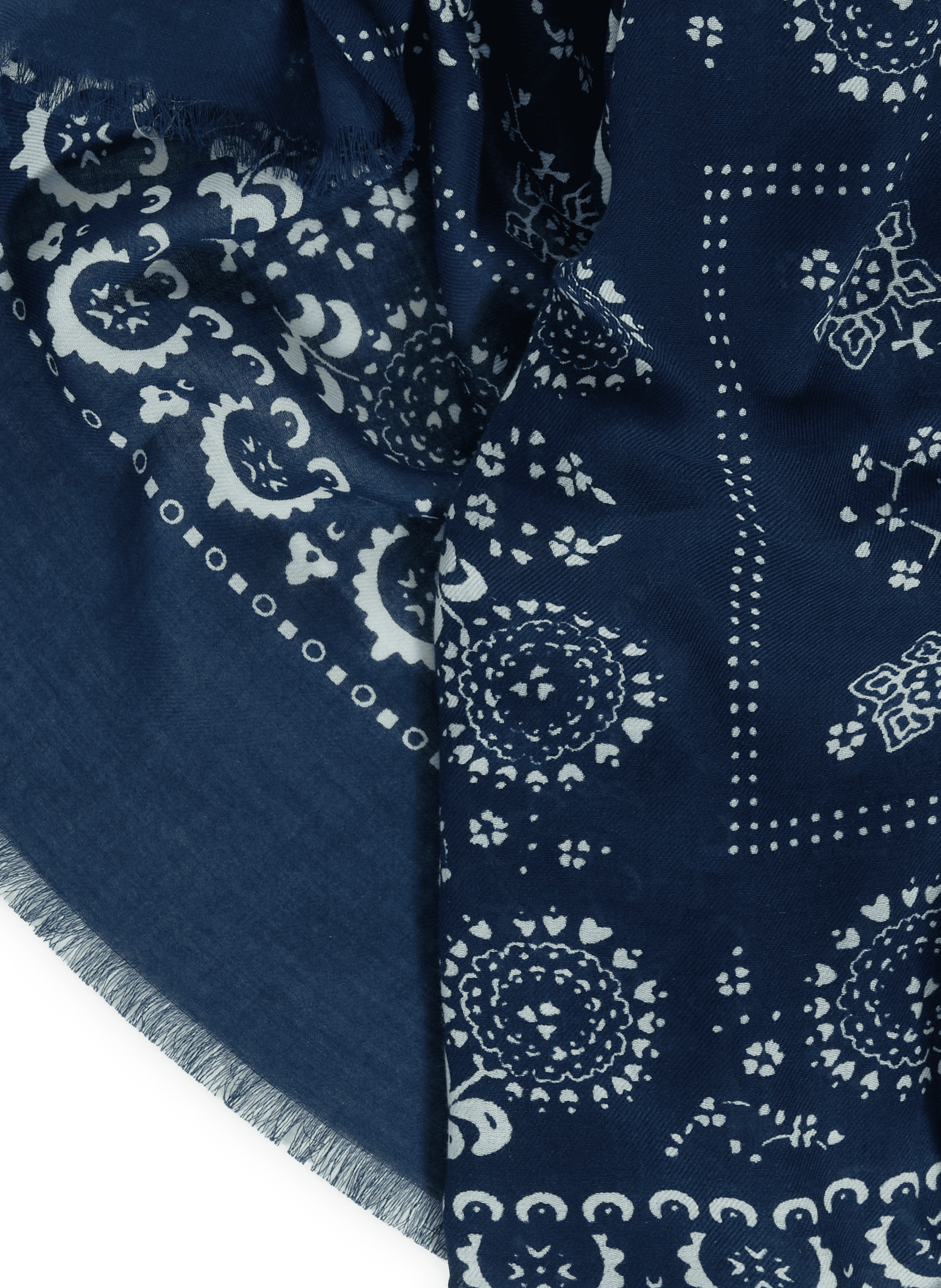 Printed cotton and wool scarf SAISON 1865 Blue