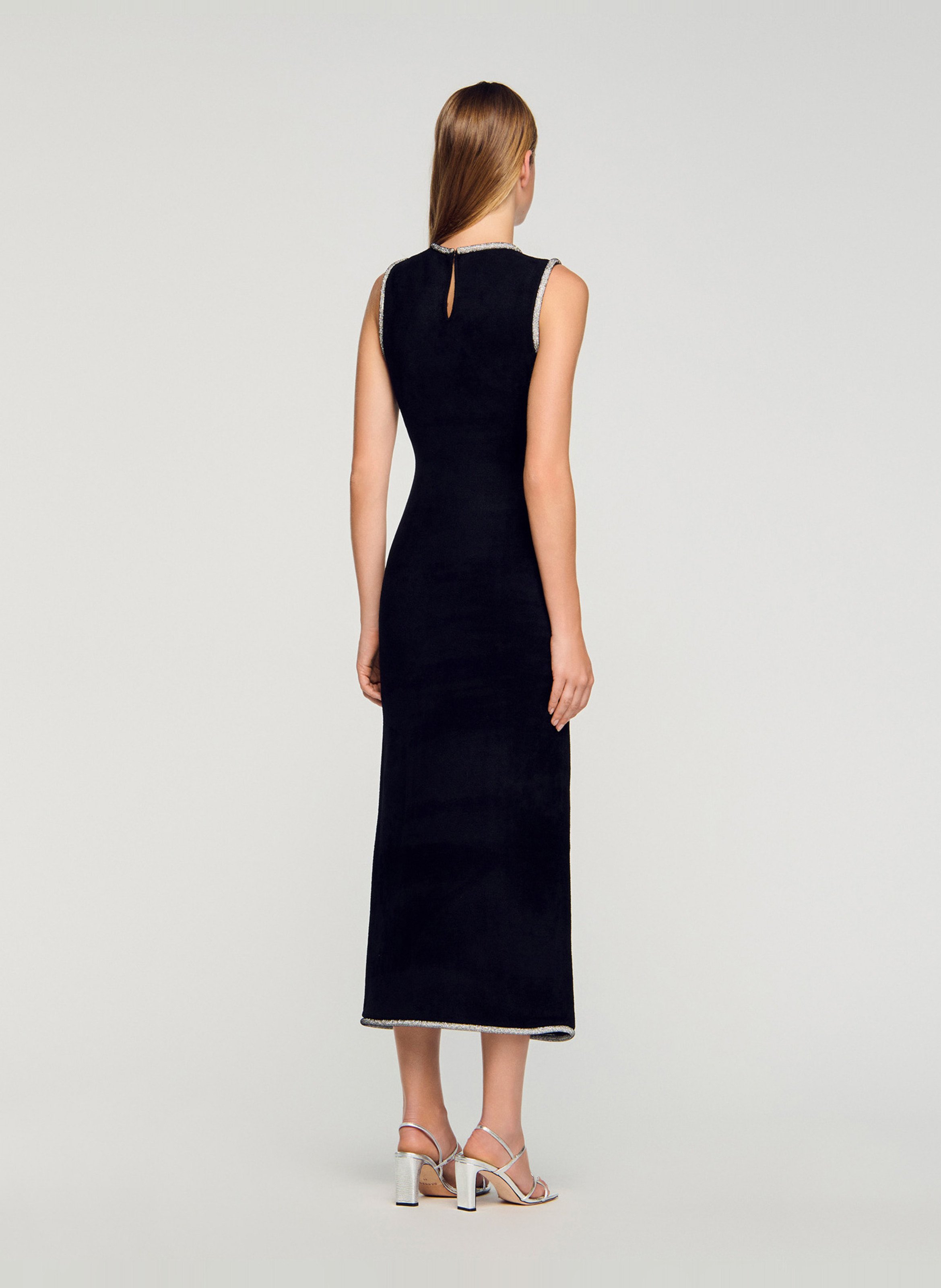 Robe longue droite col rond SANDRO Noir