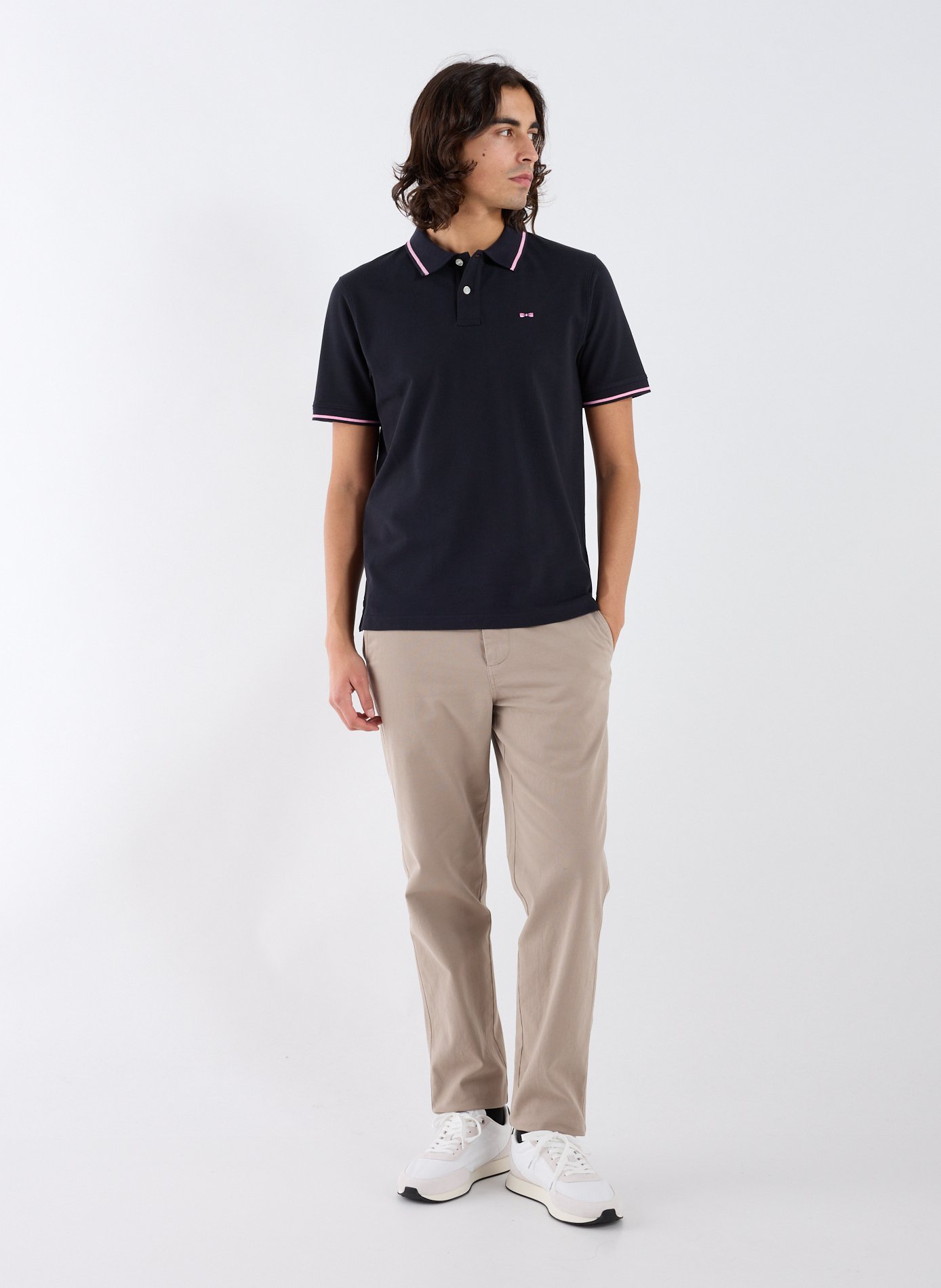 Short-sleeved cotton polo shirt EDEN PARK Blue