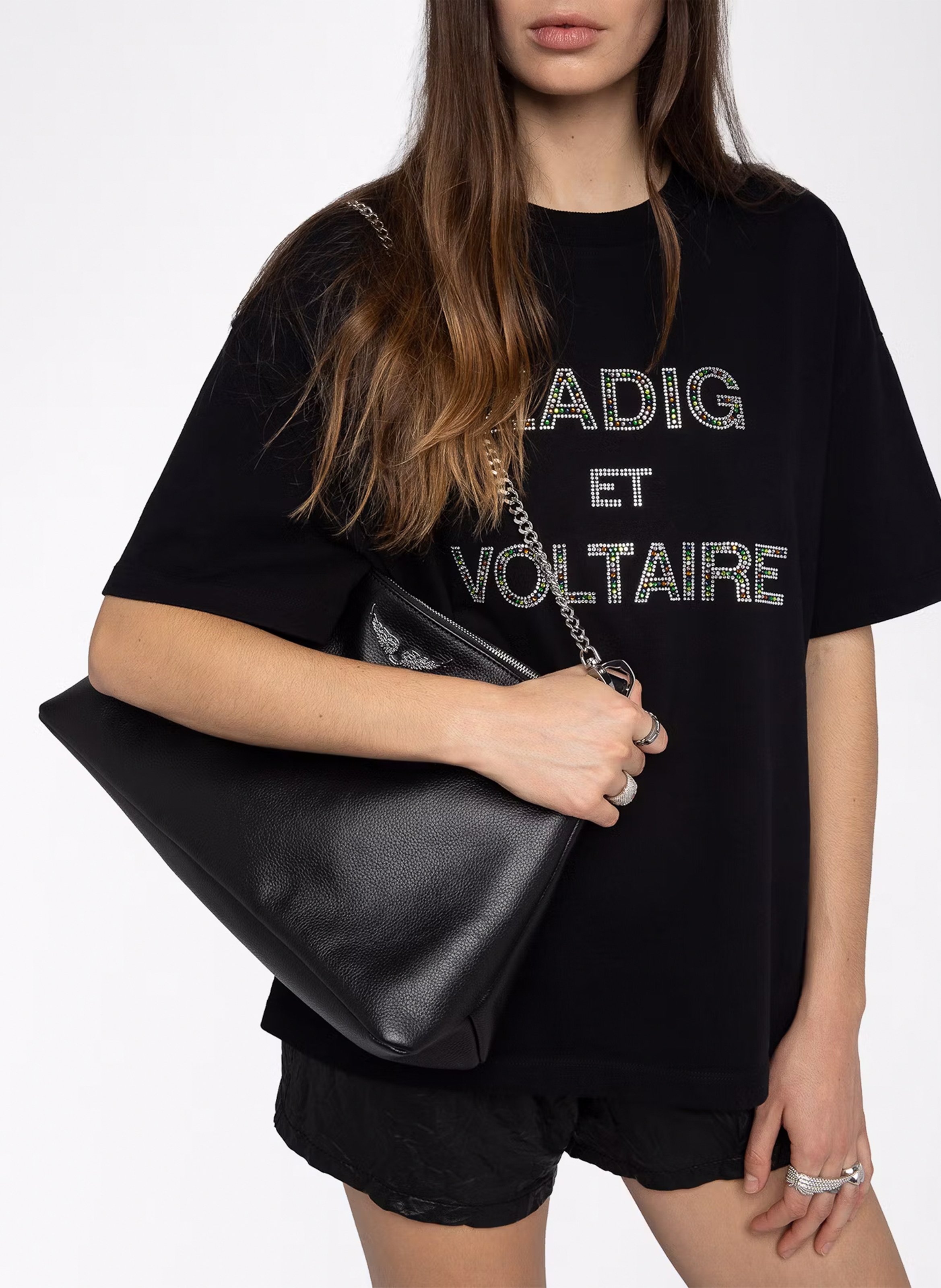 Tee-shirt col rond en coton tedda ZADIG&VOLTAIRE Noir
