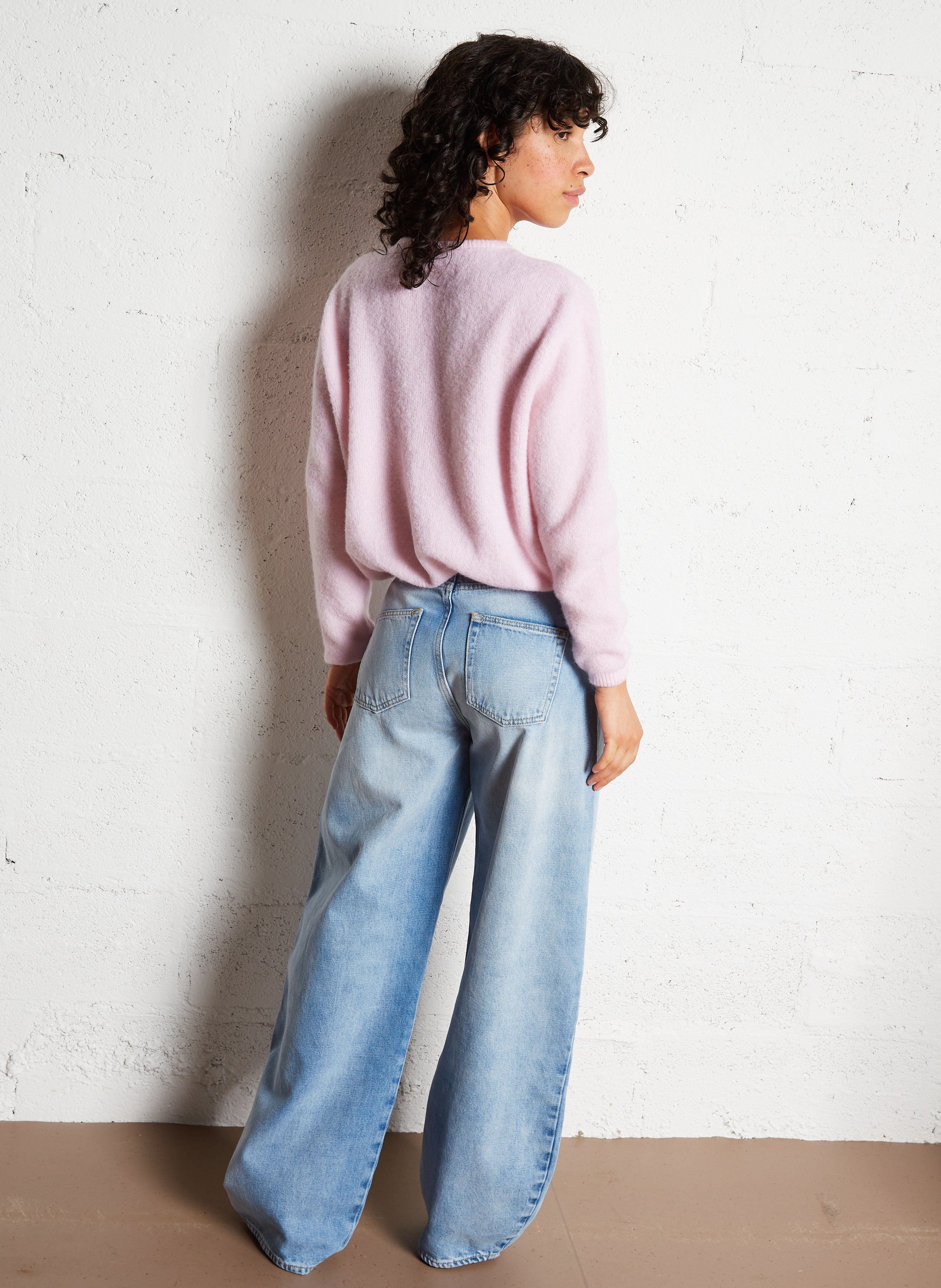 Gilet ample col rond en laine mélangée vitow AMERICAN VINTAGE Rose