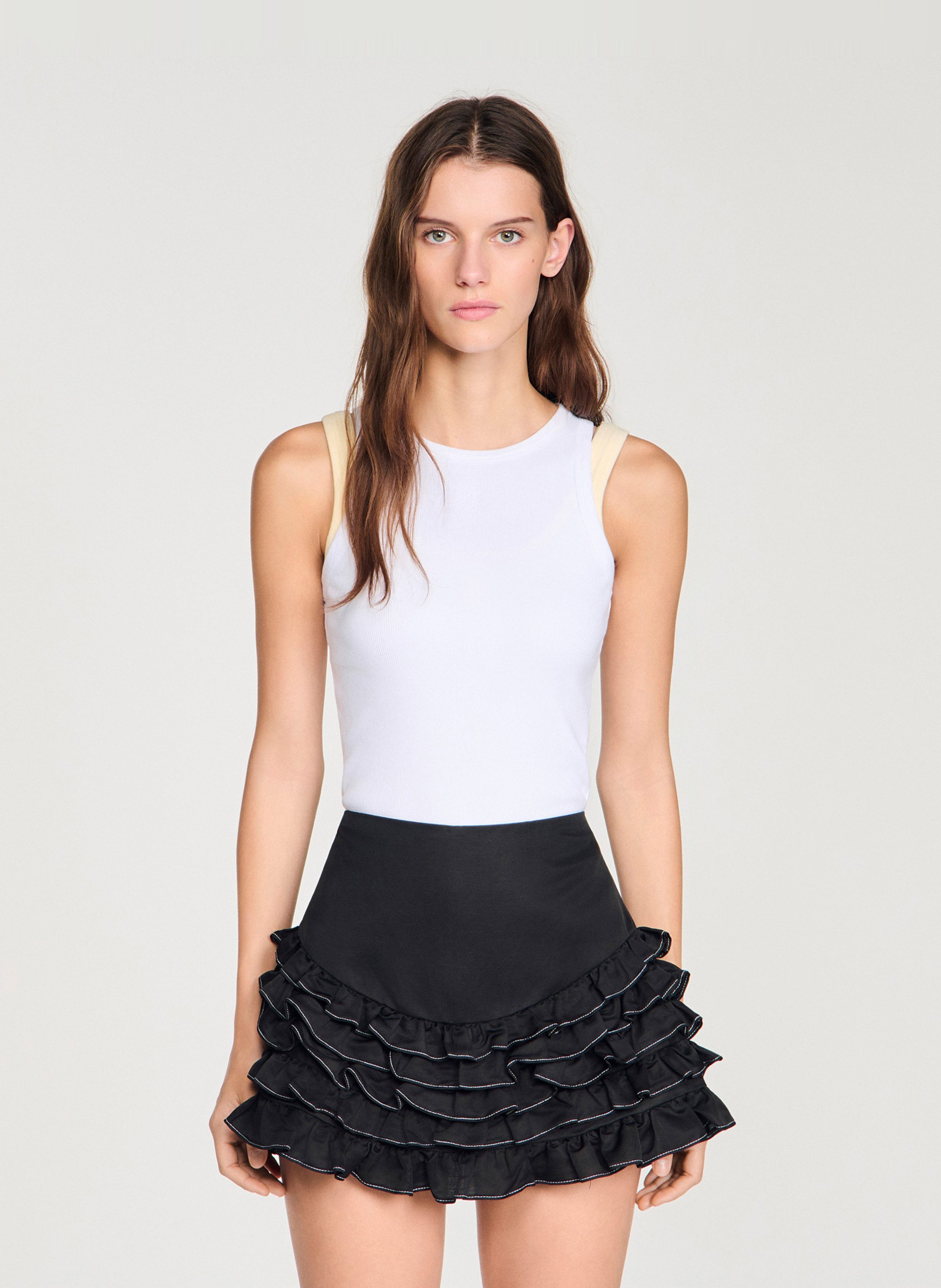 Jupe-short à volants SANDRO Noir