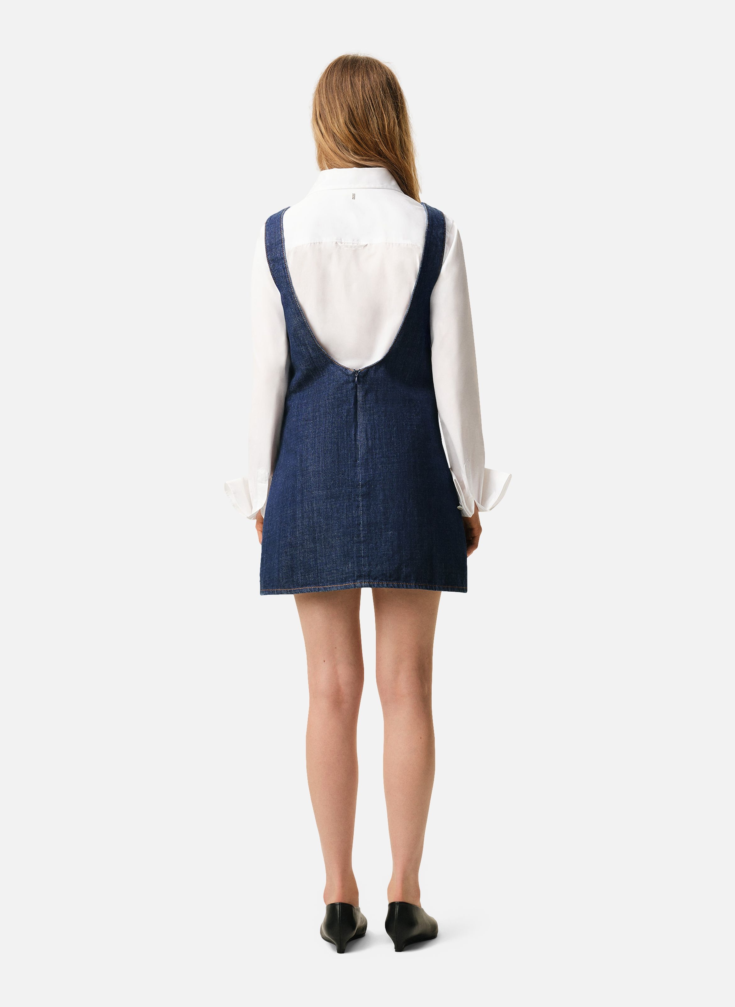Robe courte à bretelles en coton AMI PARIS Bleu